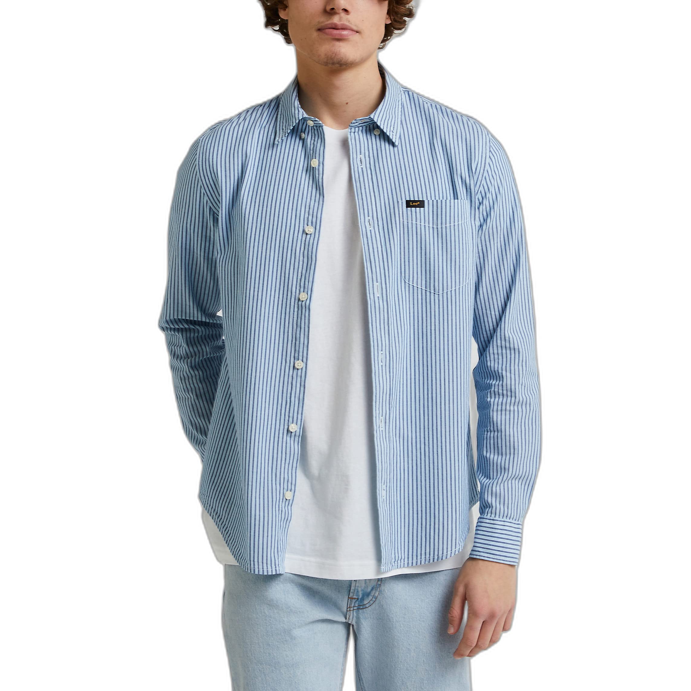 Lee Bouton Down T-Shirt Homme Marine