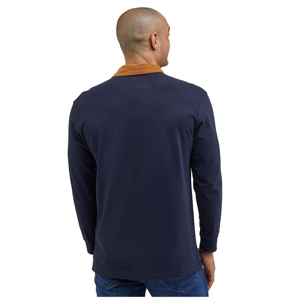 Lee Contrast Collar Polo Homme S Noir Manches Longues