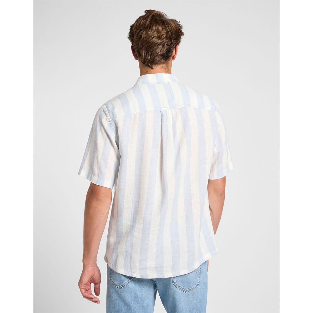 Lee Popover Shirt SS chemise homme Indigo Patchwork Dobby coton