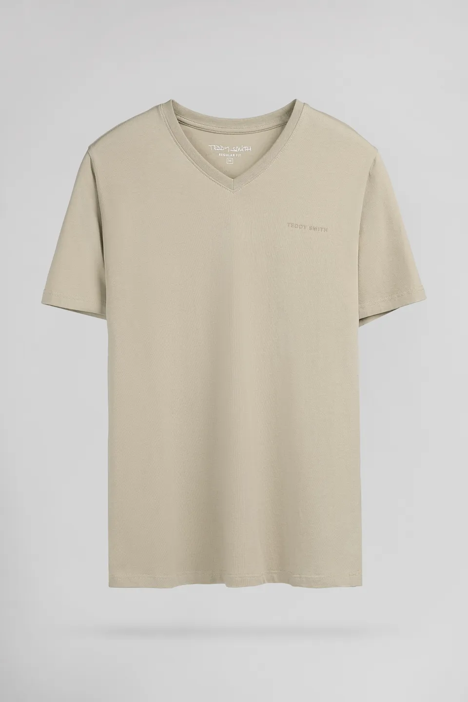 Teddy Smith Tawax 2 MC t-shirt col V soft grège coton