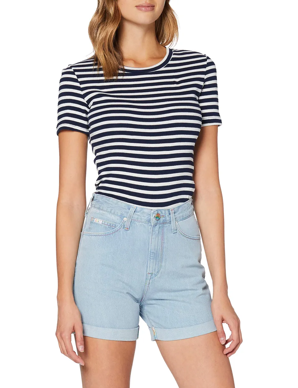 Lee Pride Mom Short short jean femme bleu mom