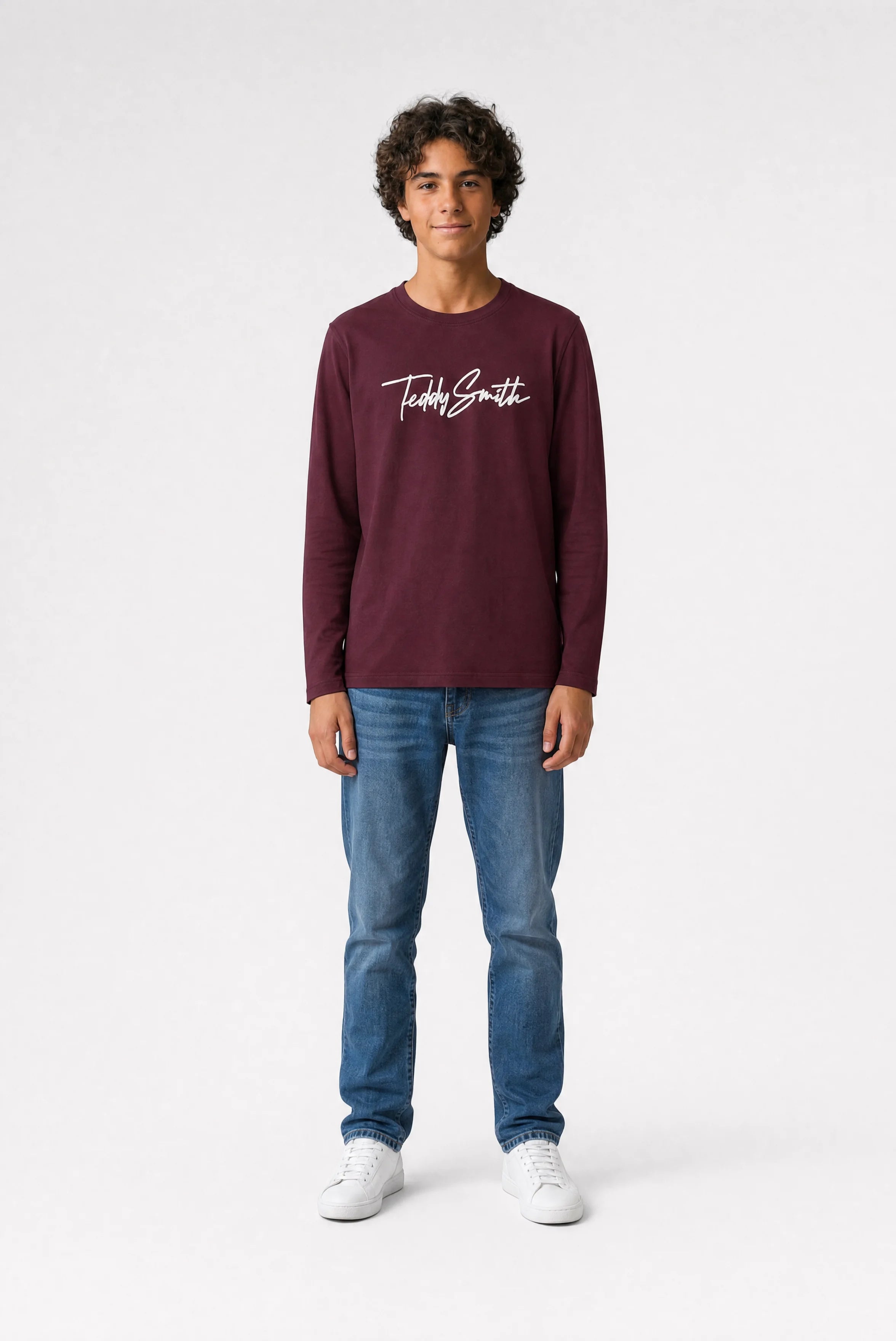 Teddy Smith T-Evan ML t-shirt bordeaux foncé garçon