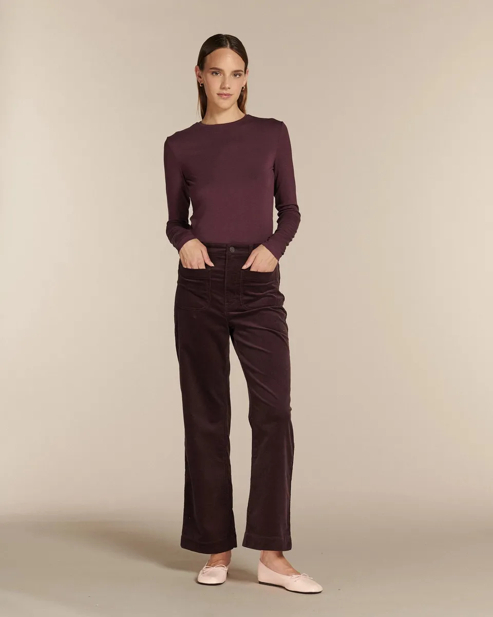 Labdip Samuel pantalon velours berry taille haute