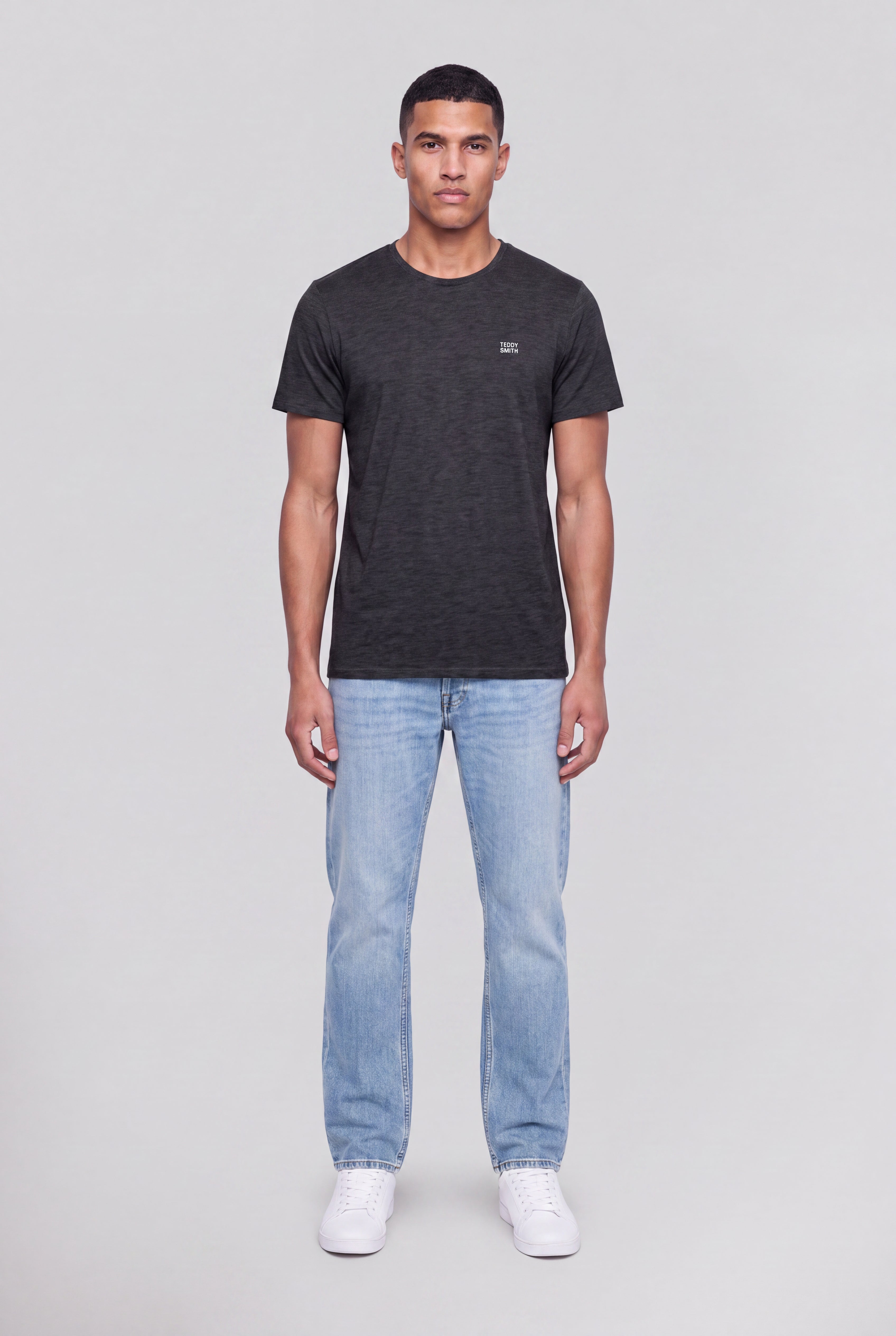 Teddy Smith The Tee 1 t-shirt mélange noir blanc chiné