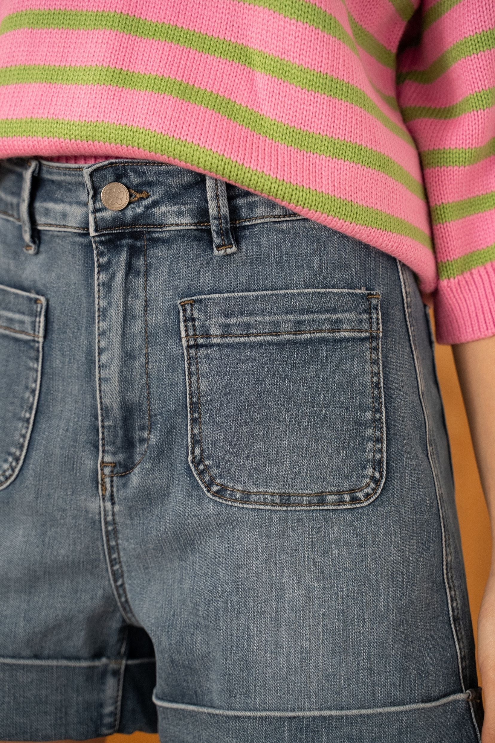Maison Onado Olga short jean droit taille haute