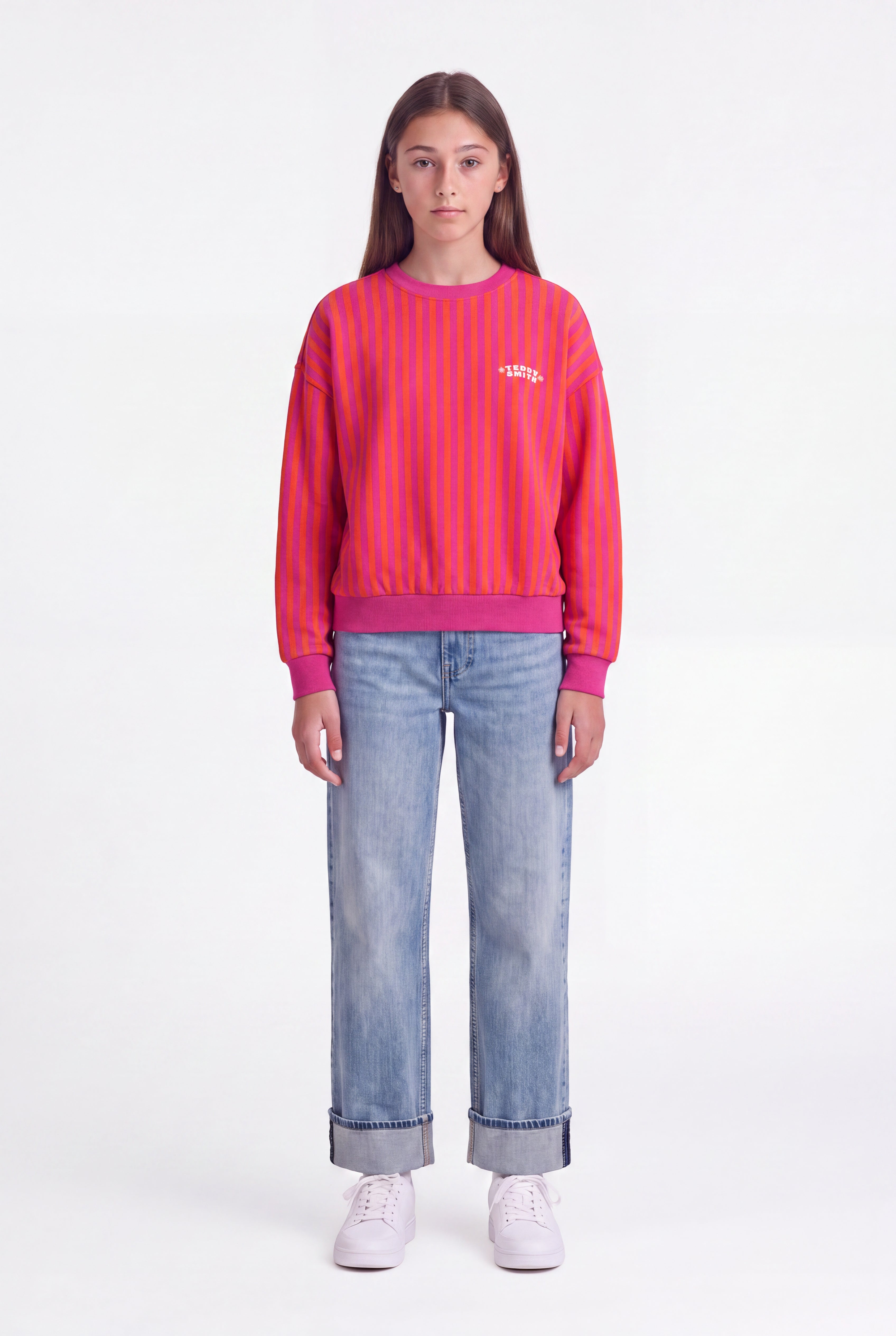 Teddy Smith S-Lili RC Jr sweat fushia rayé fille