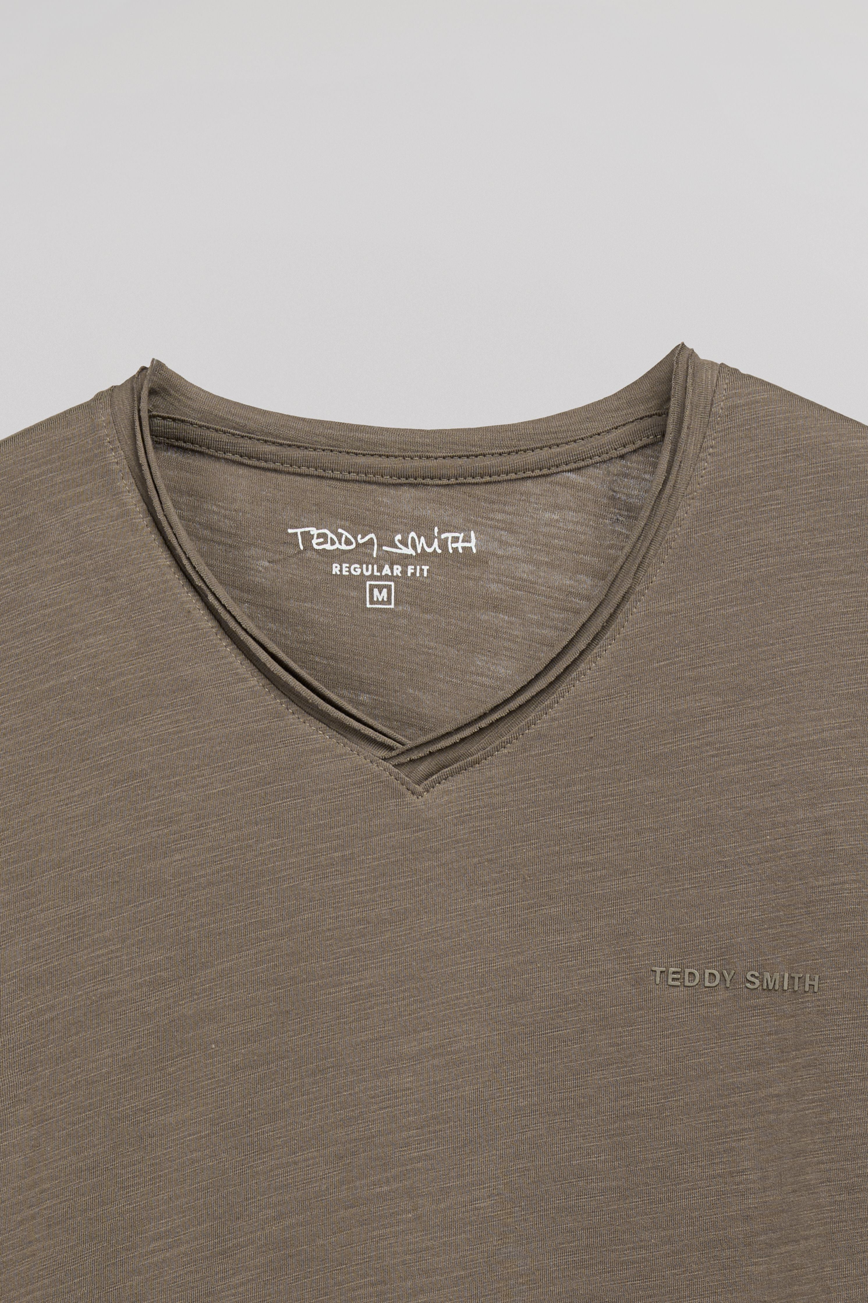 Teddy Smith T-Gildas MC t-shirt col V kaki jersey léger