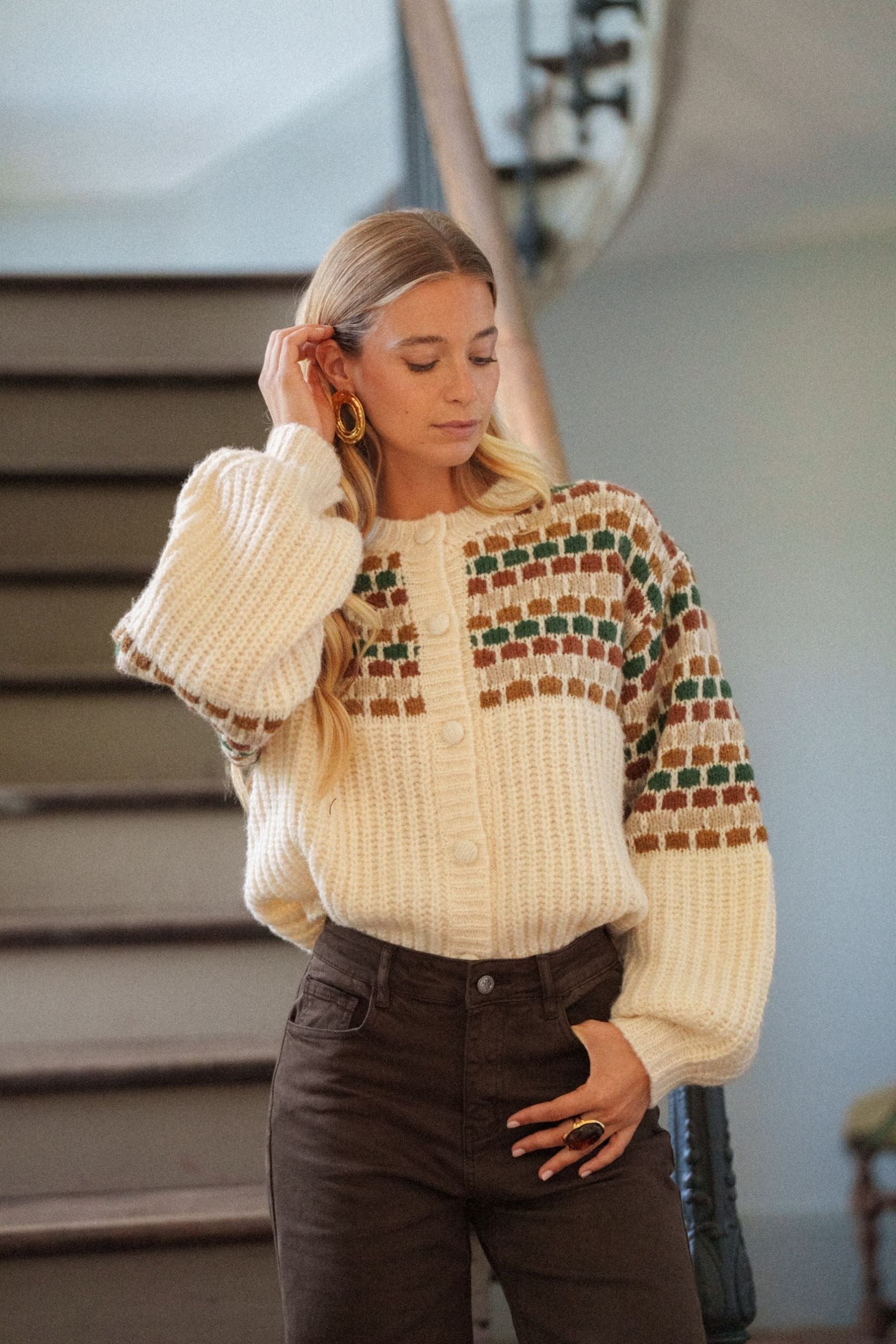Maison Onado Sophia gilet écru TU jacquard