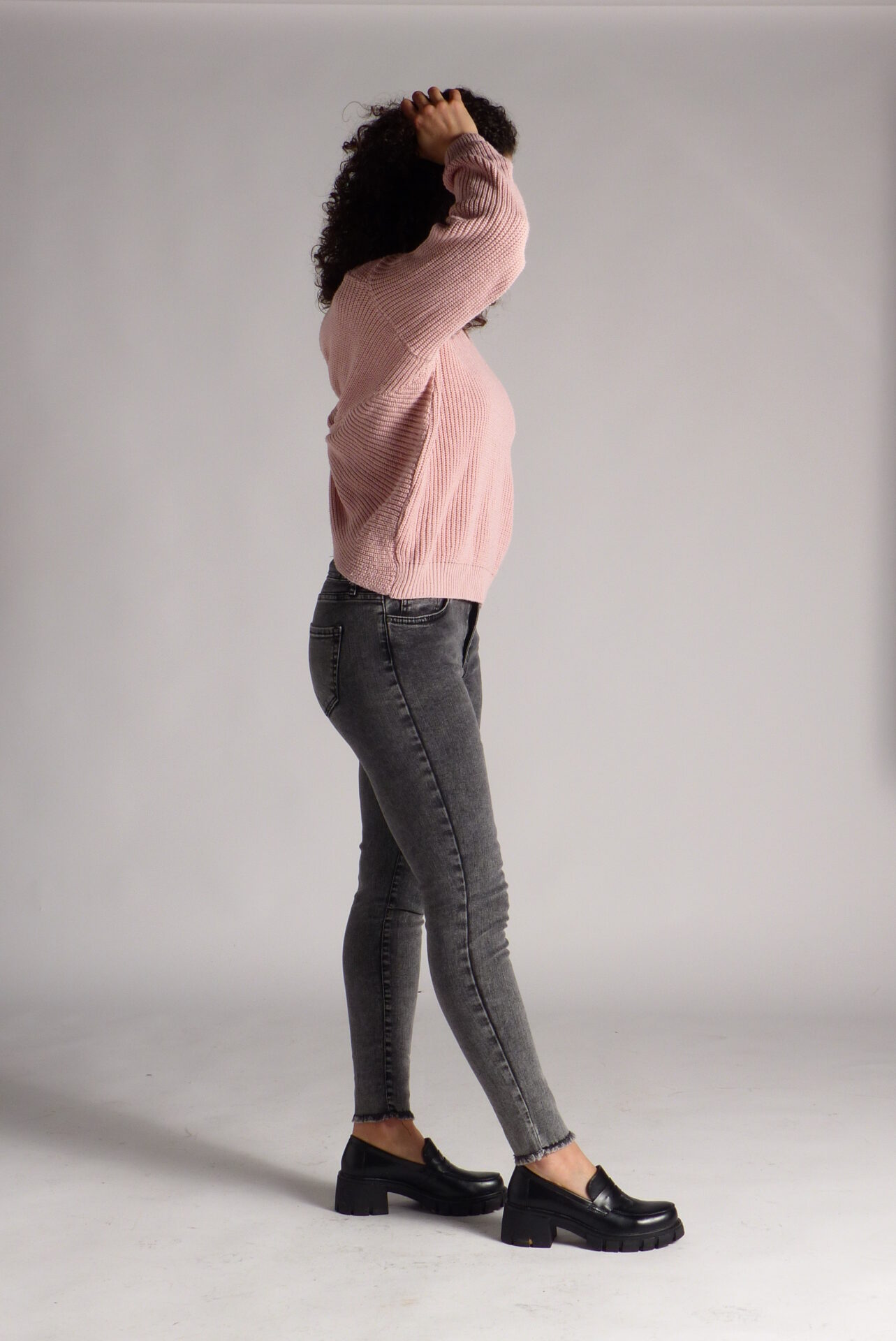 AA Spontané Skinny jean gris effiloché mi-haute
