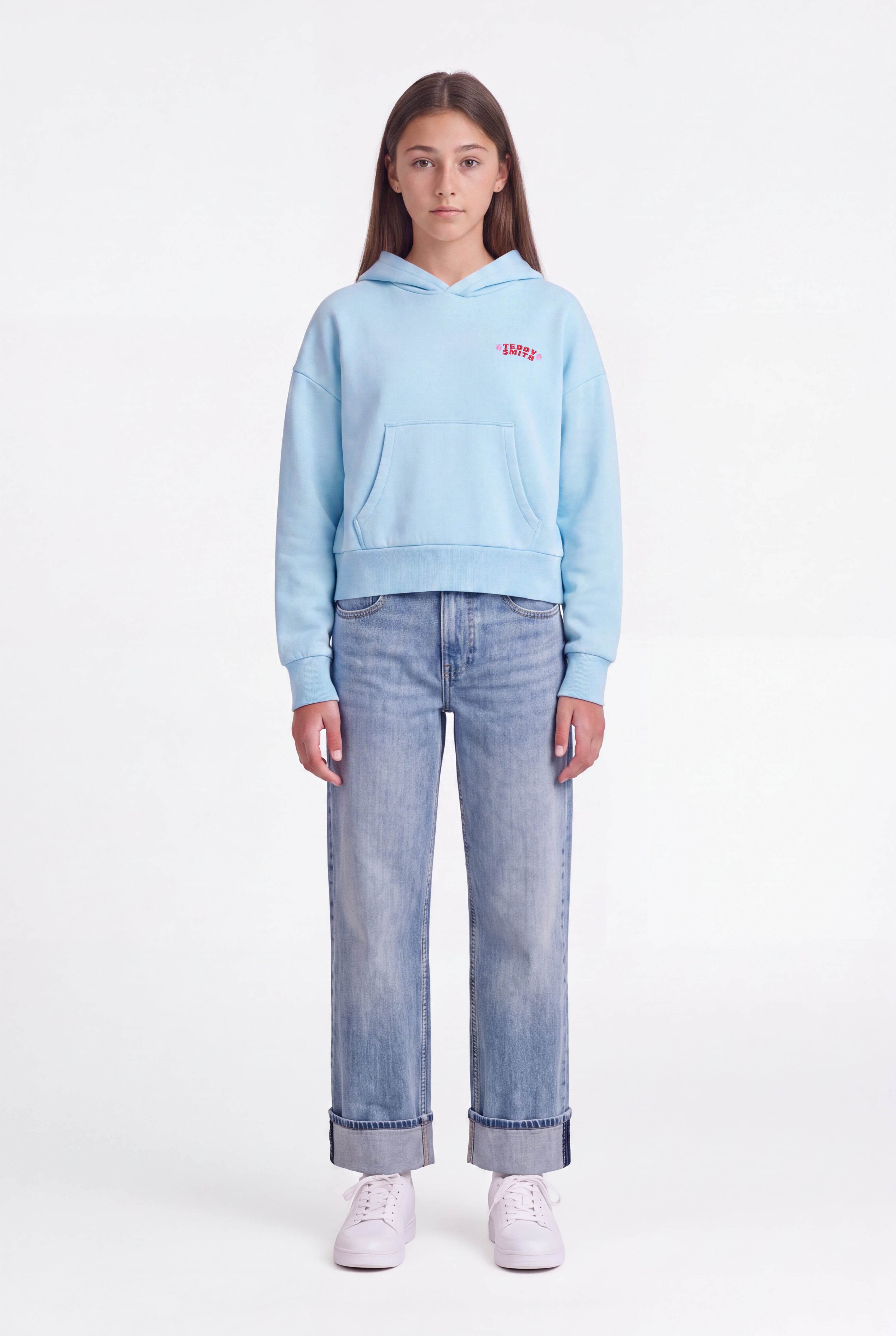 Teddy Smith S-Bird Hoody JR sweat capuche bleu ciel fille