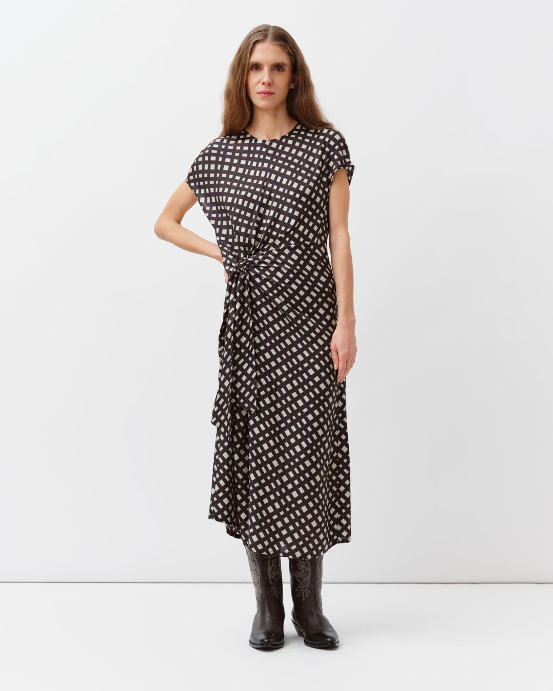 DIEGA RAMOMA robe longue rouge écru marine