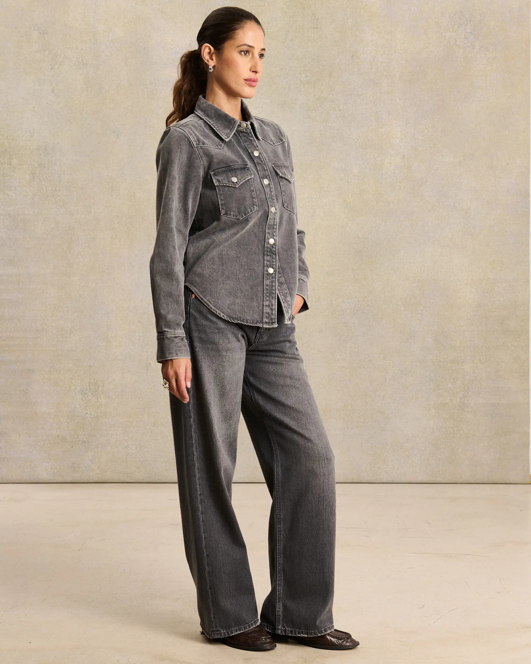 Labdip Dalia Denim Light Grey chemise gris clair ajustée