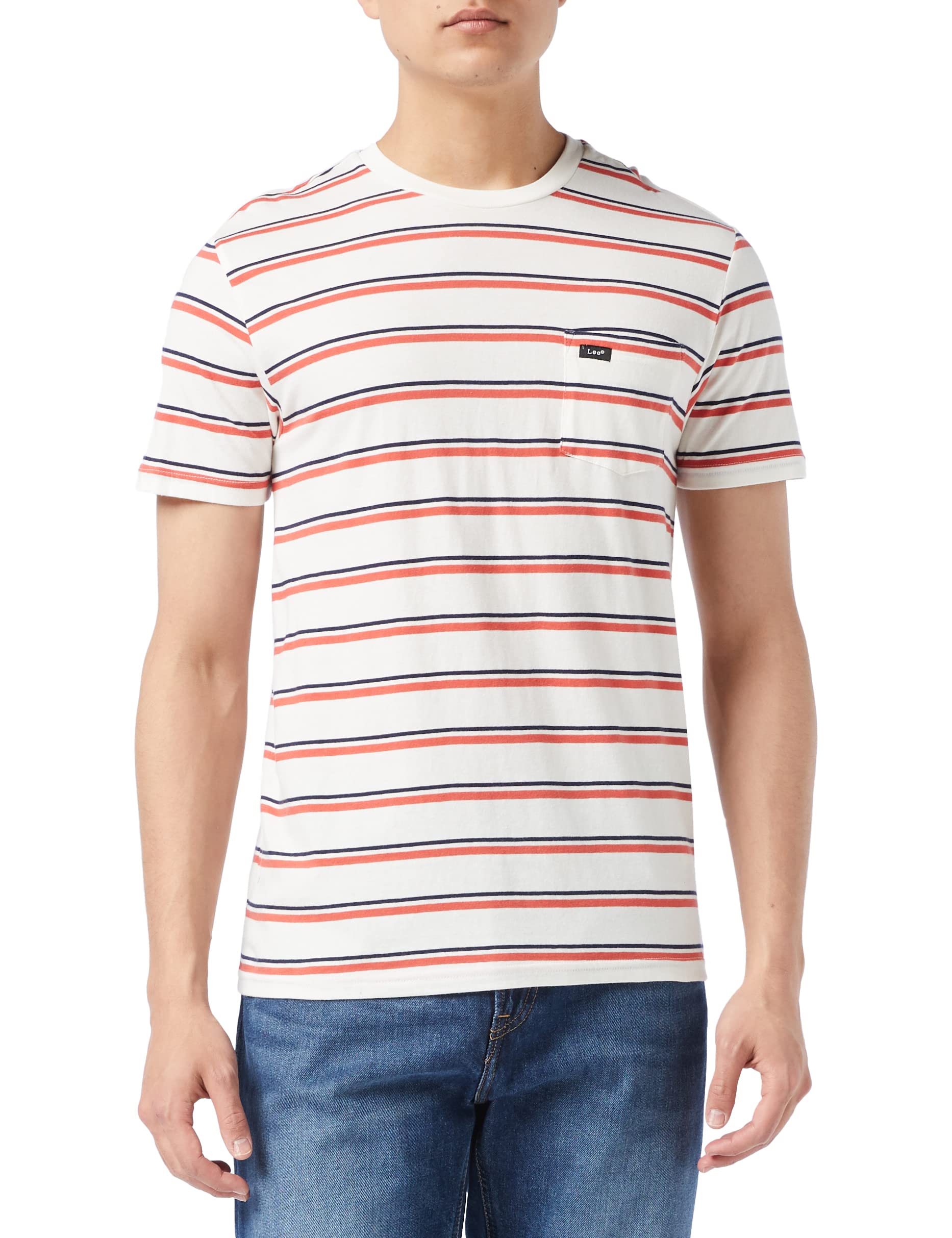 Lee Stripe Tee t-shirt homme rouge Aurora coton