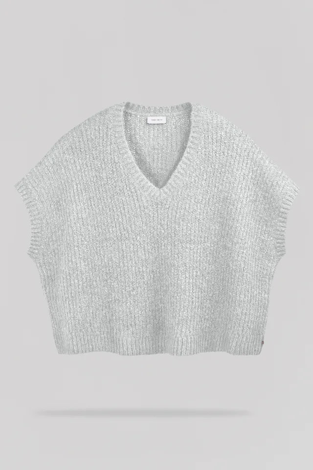 Teddy Smith P-Malia pull sans manches femme gris chiné fluffy