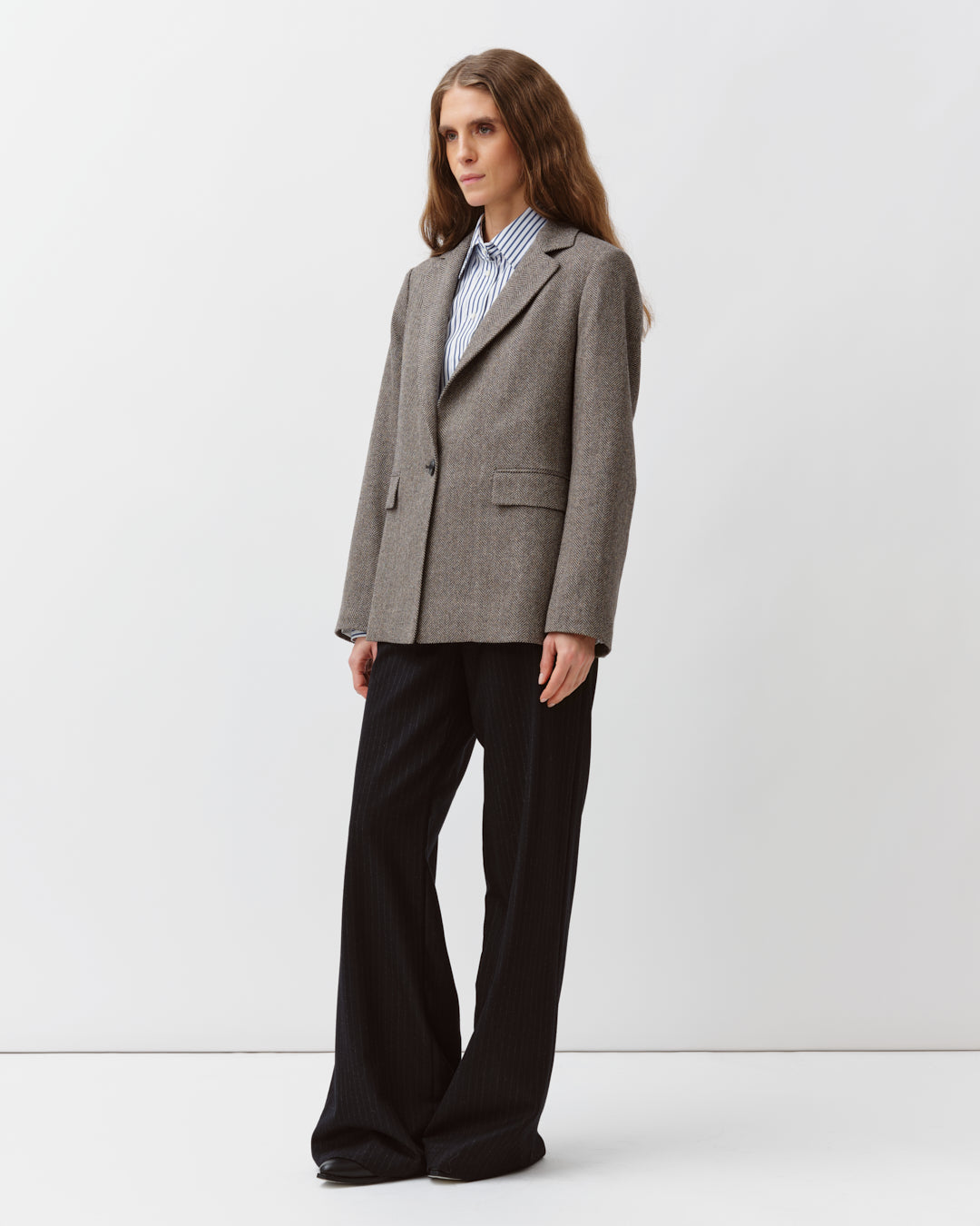 DIEGA VAQUIO veste chevron noir écru oversize