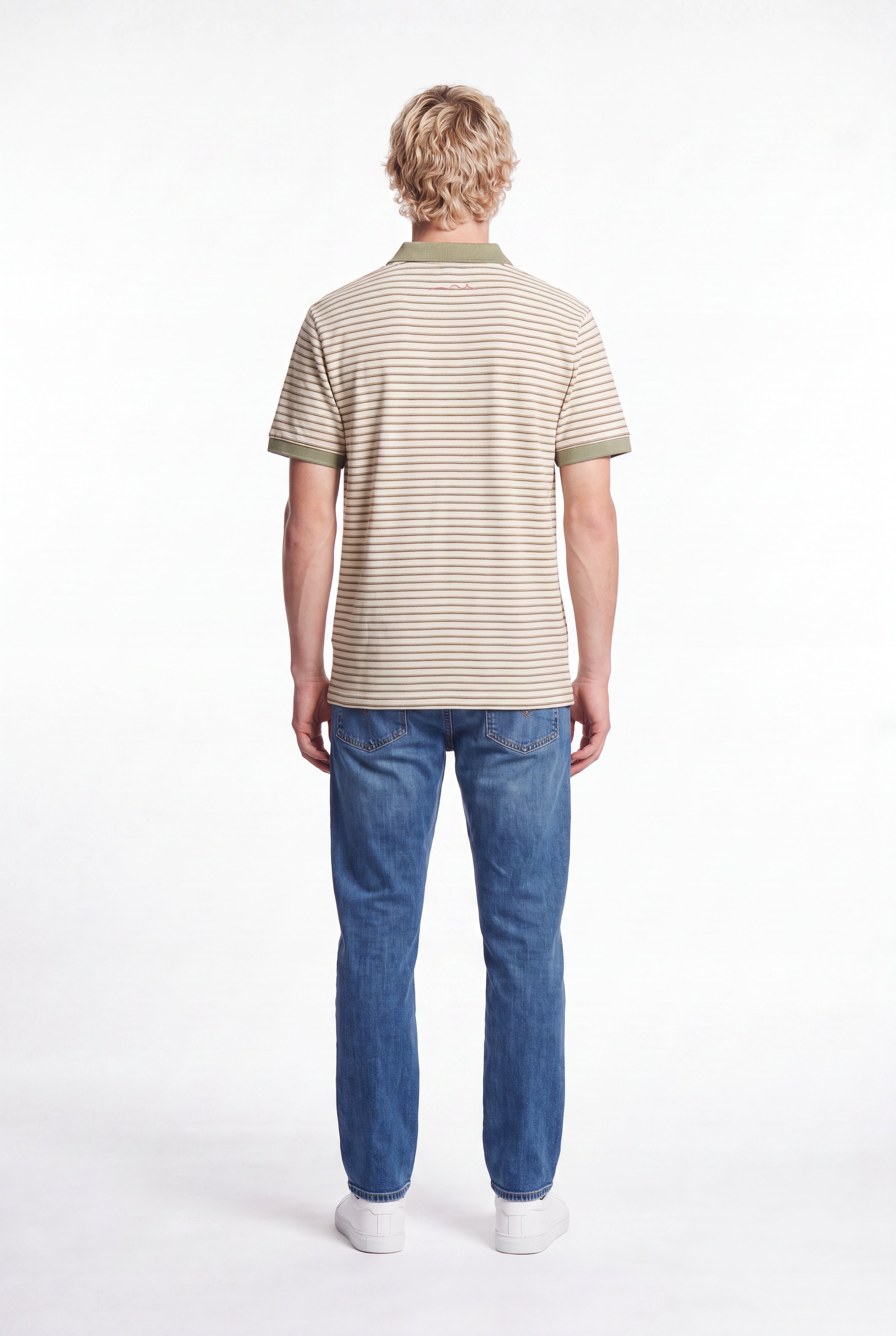 Teddy Smith P-Marco polo rayé bleach kaki homme