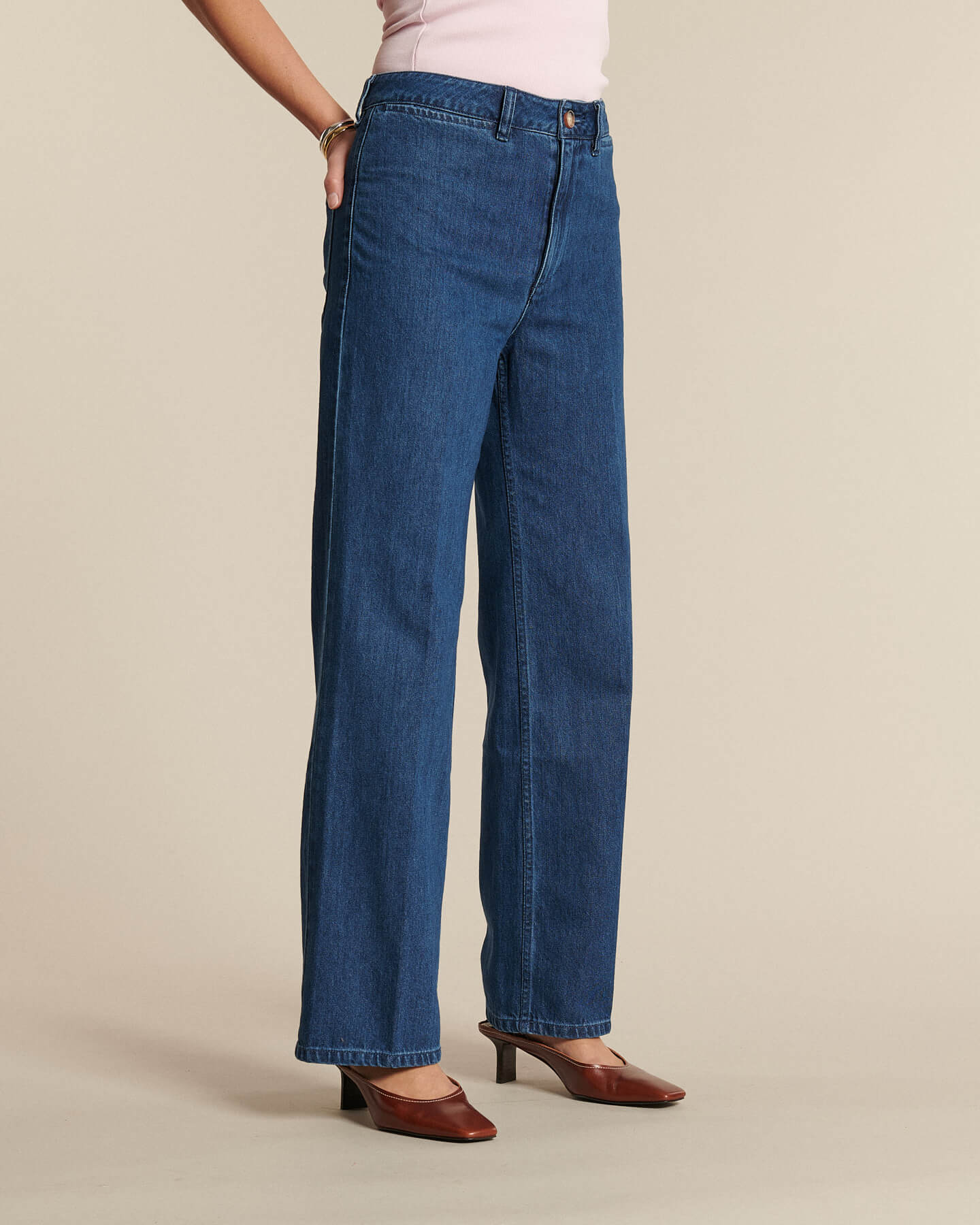 Labdip Swann IN 50 jean large taille haute bleu