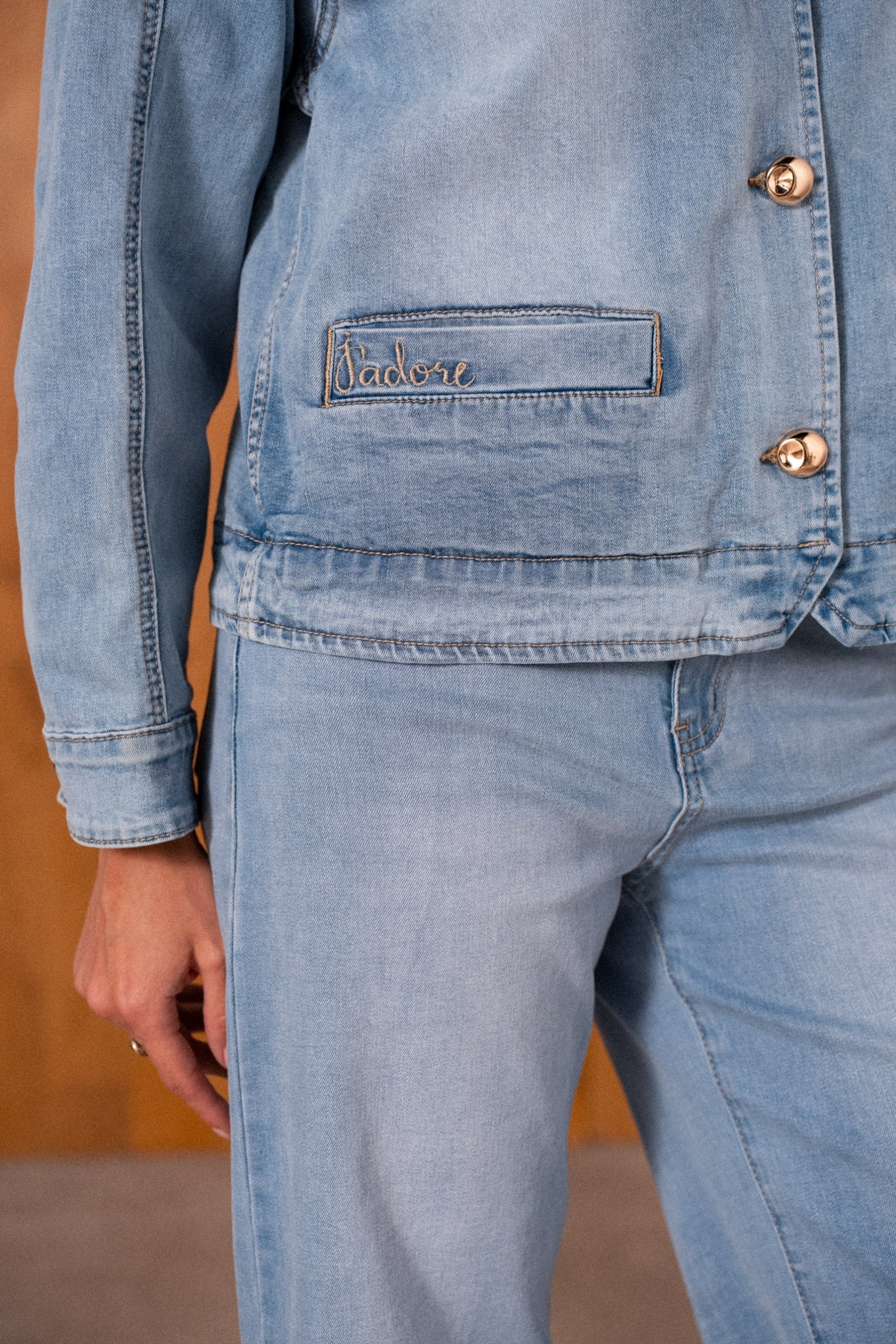 Maison Onado Clarisse veste denim délavé coupe droite