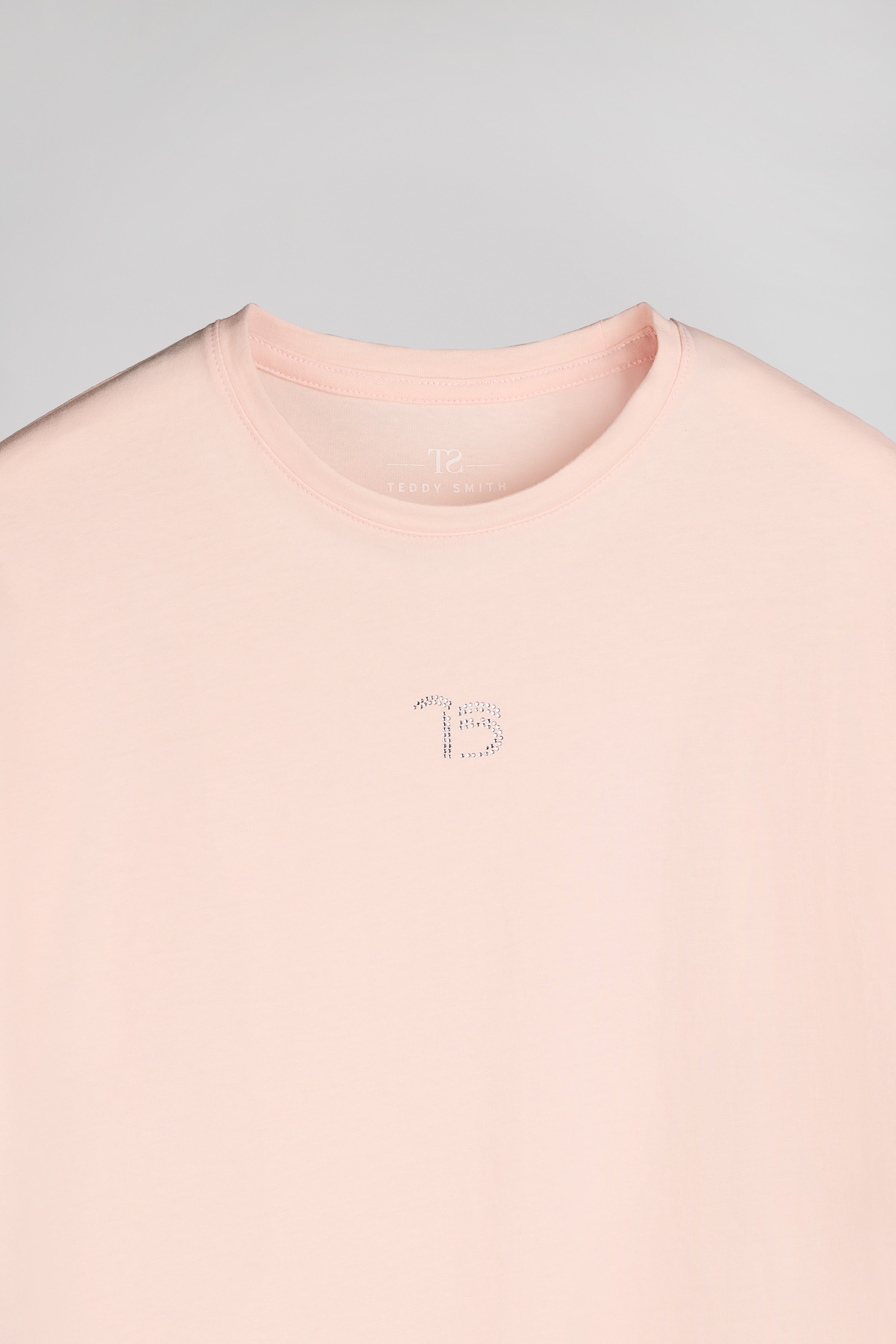 Teddy Smith T-Diana MC t-shirt rose strass coton