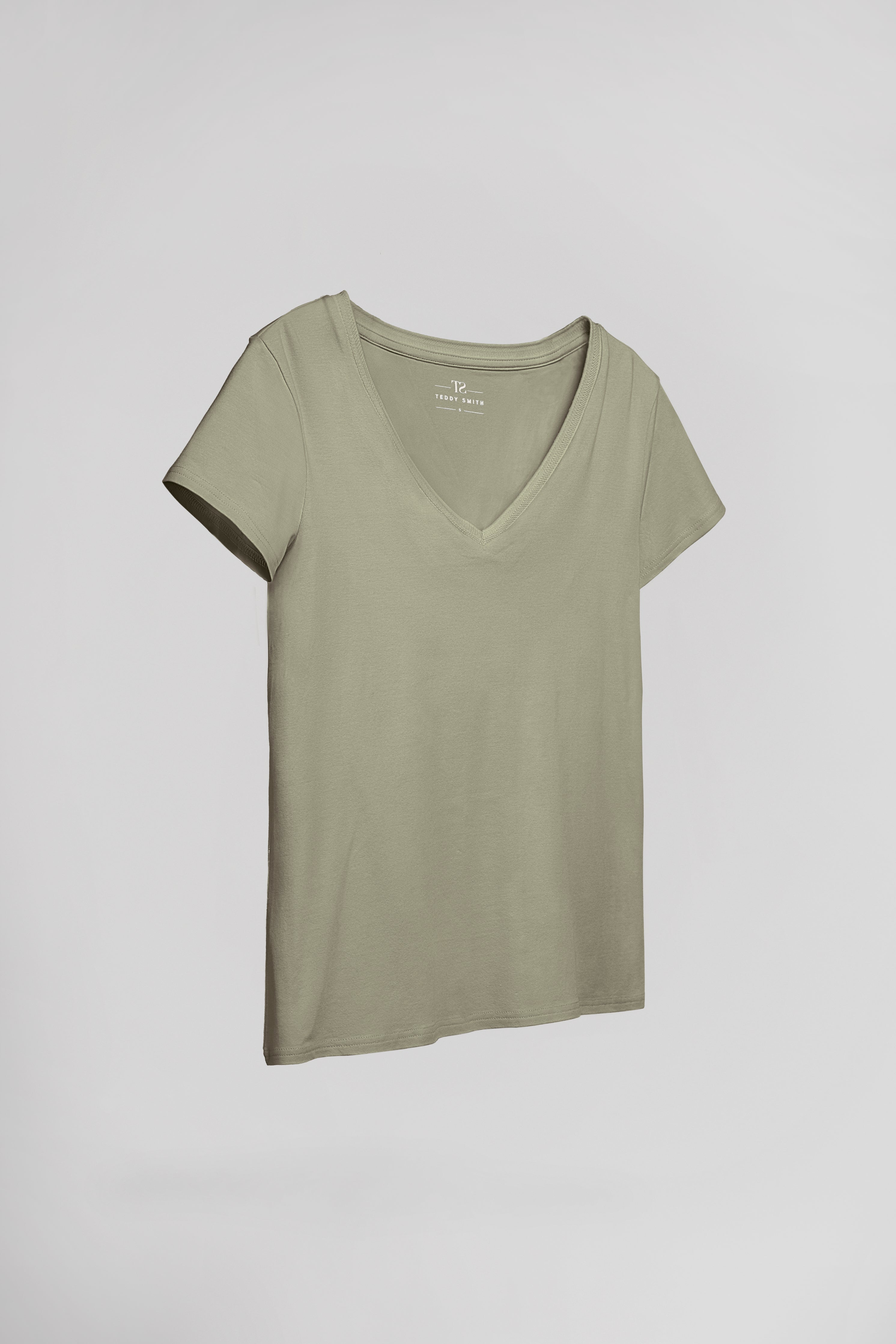 TEDDY SMITH T-MIA t-shirt col V bleach kaki femme