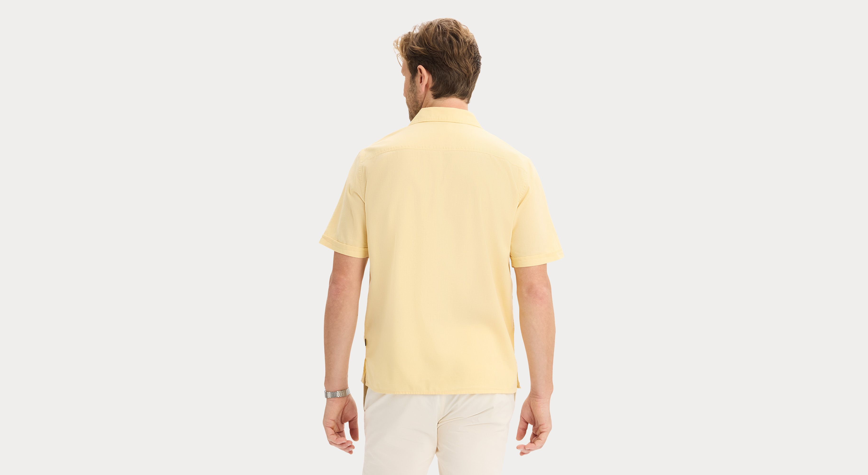 Dockers Camp Shirt chemise homme jaune Italian Straw lin