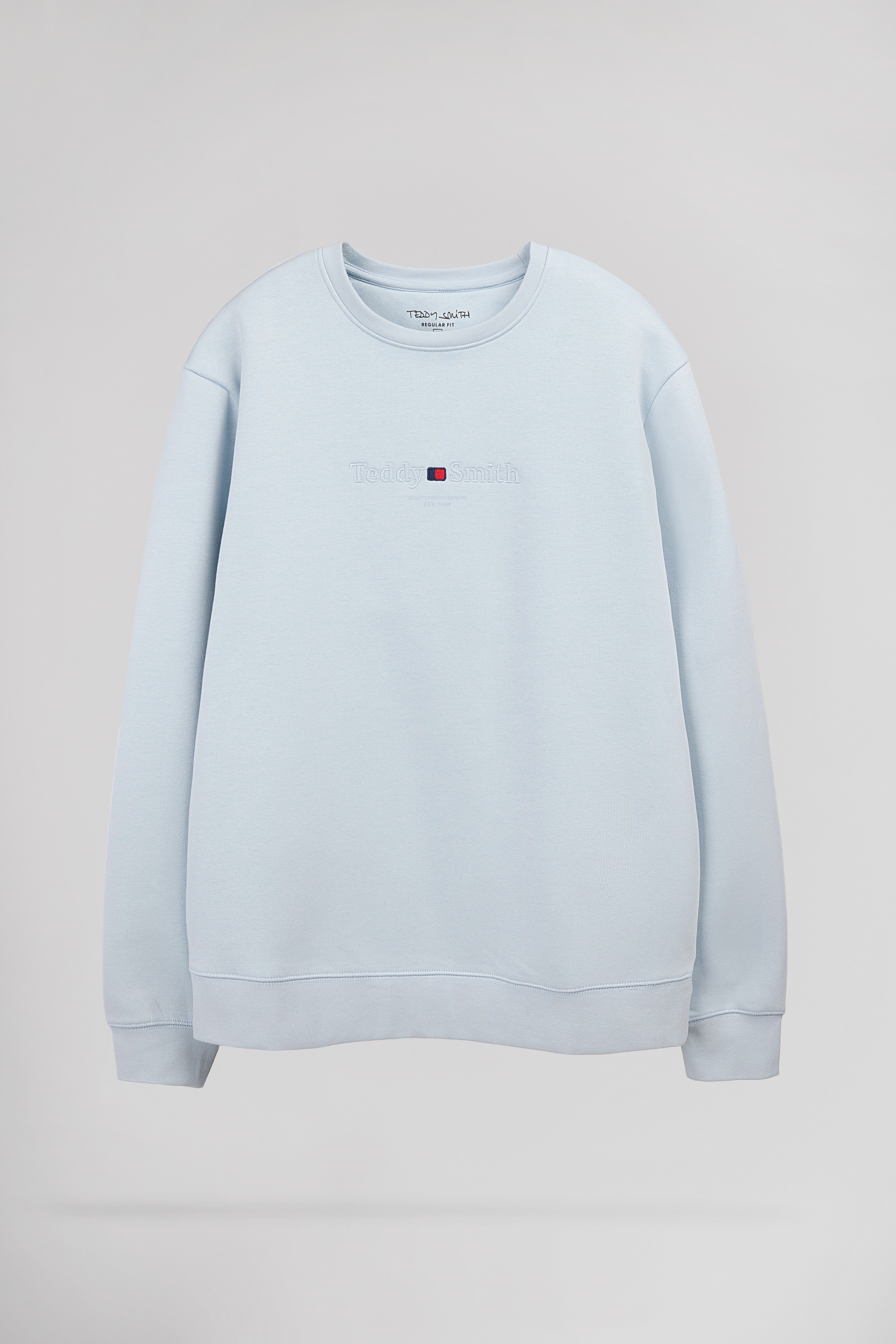 Teddy Smith S-Jim sweat col rond bleu pastel homme
