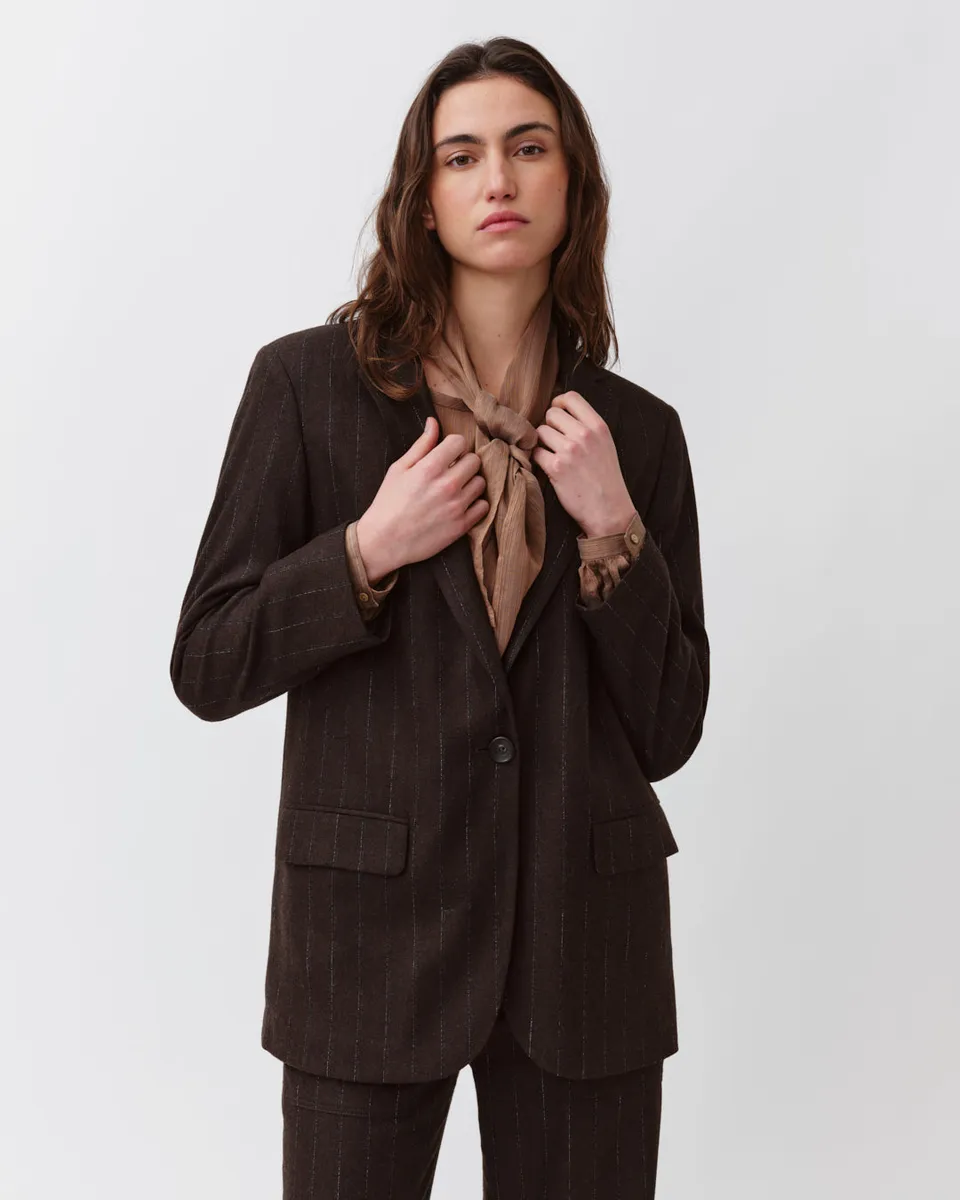 DIEGA Vouzio veste chocolat à rayures