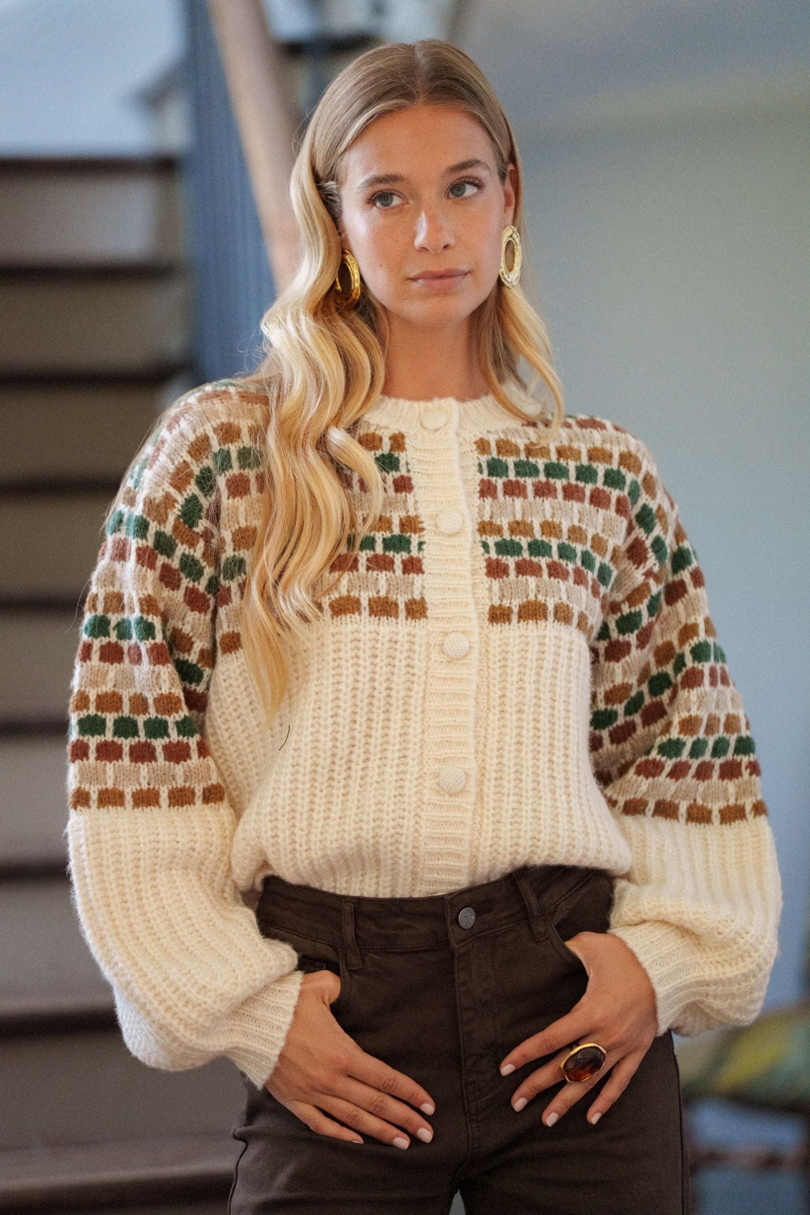 Maison Onado Sophia gilet écru TU jacquard