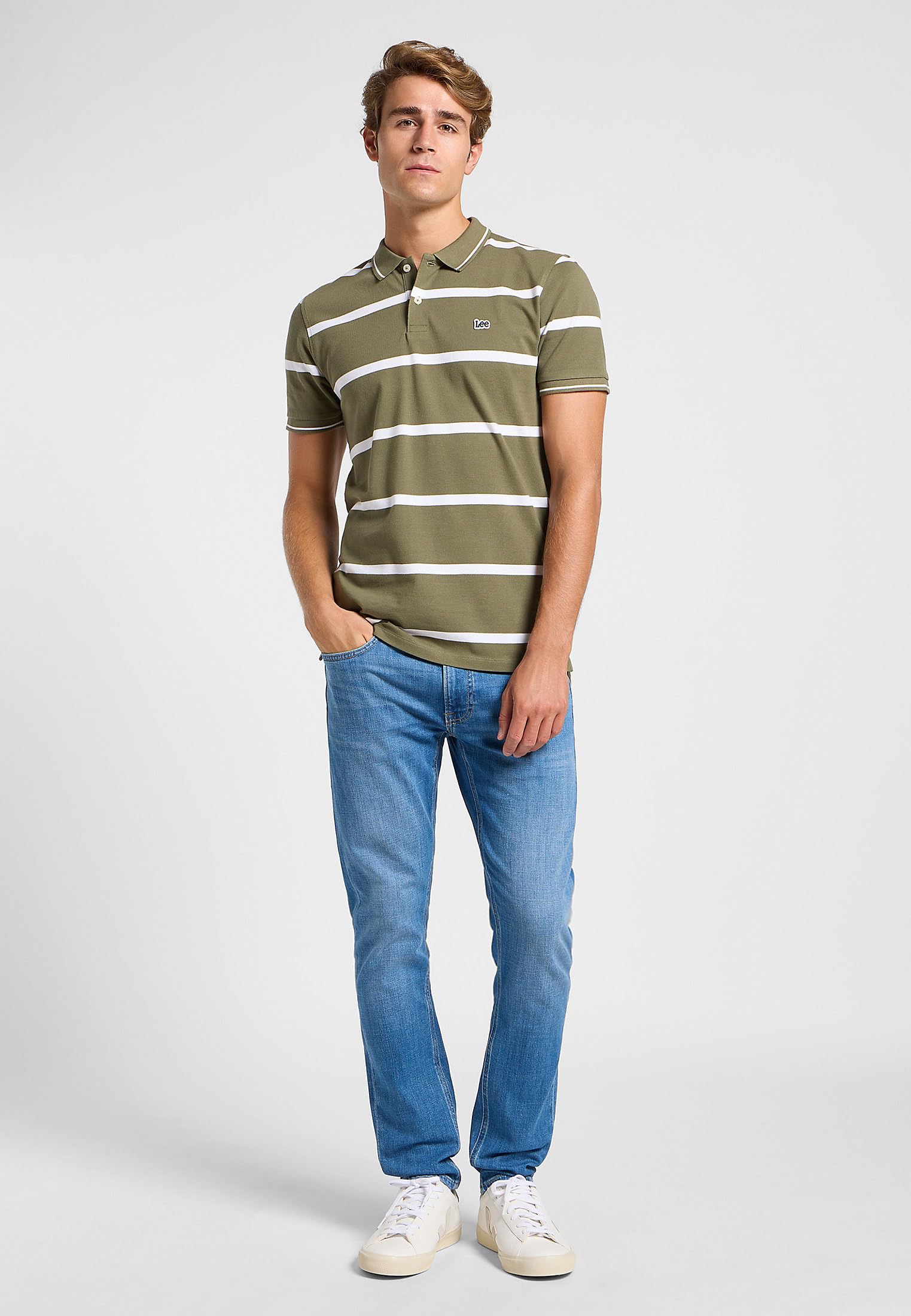 Lee Pique polo homme regular Shy Blue coton