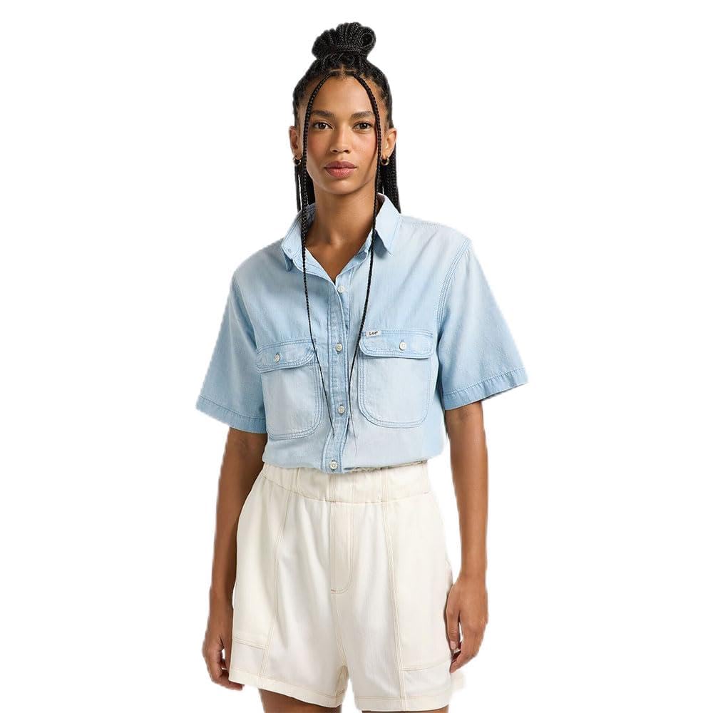 Lee Chambray Utility Shirt chemise femme L bleu clair