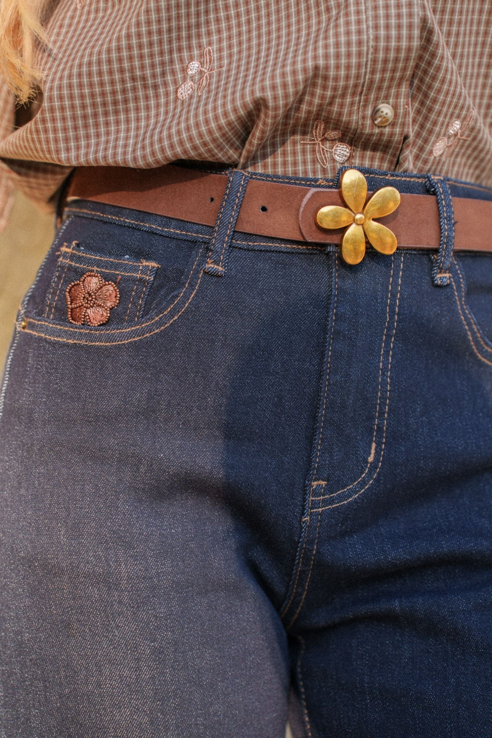 Maison Onado Lani jean wide bleu brut taille haute