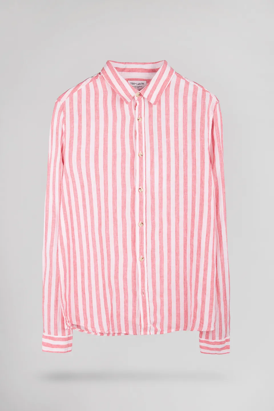 Teddy Smith C-Linen Stripe chemise en lin rose coupe droite