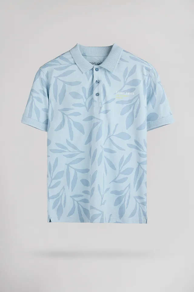 Teddy Smith P-Ares MC JR polo floral bleu pastel garçon