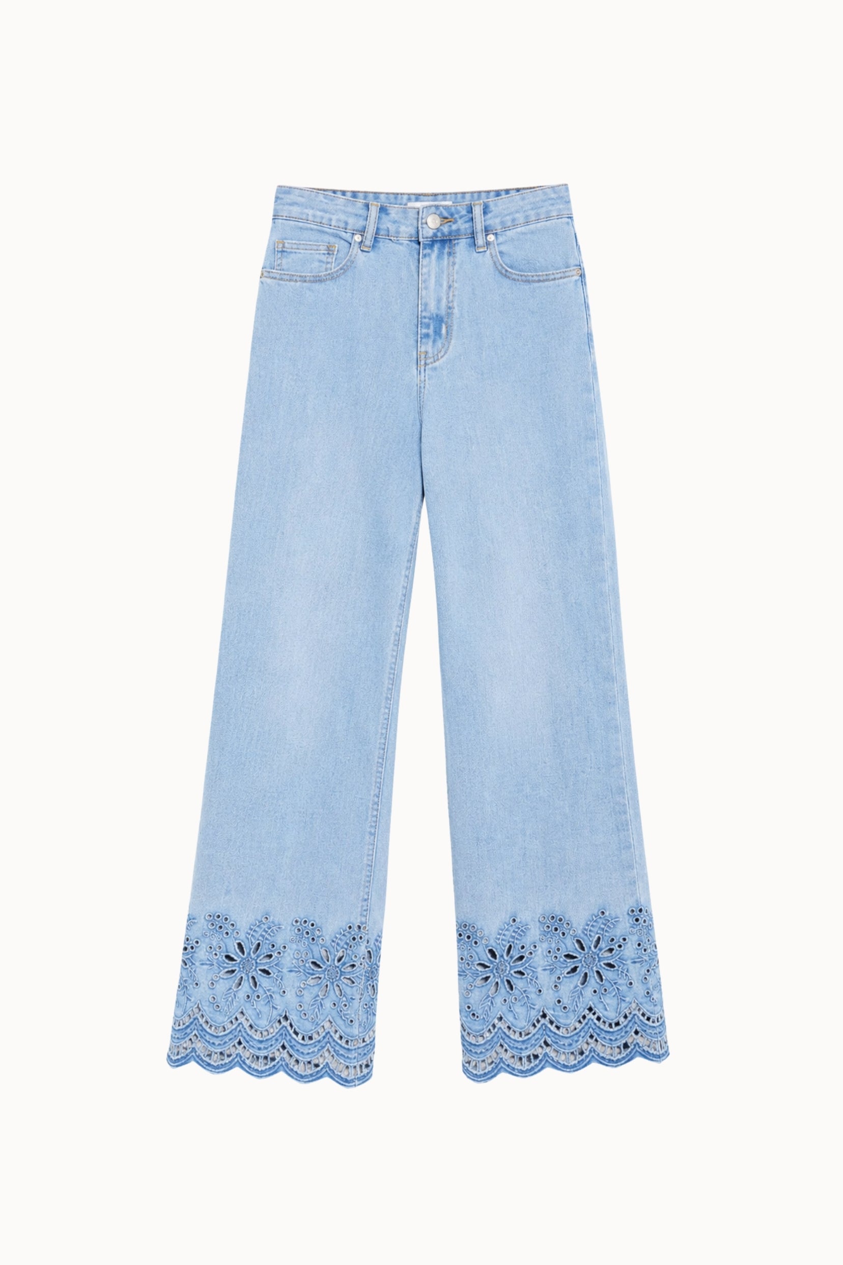 Maison Onado Lou jean large bleu brodé