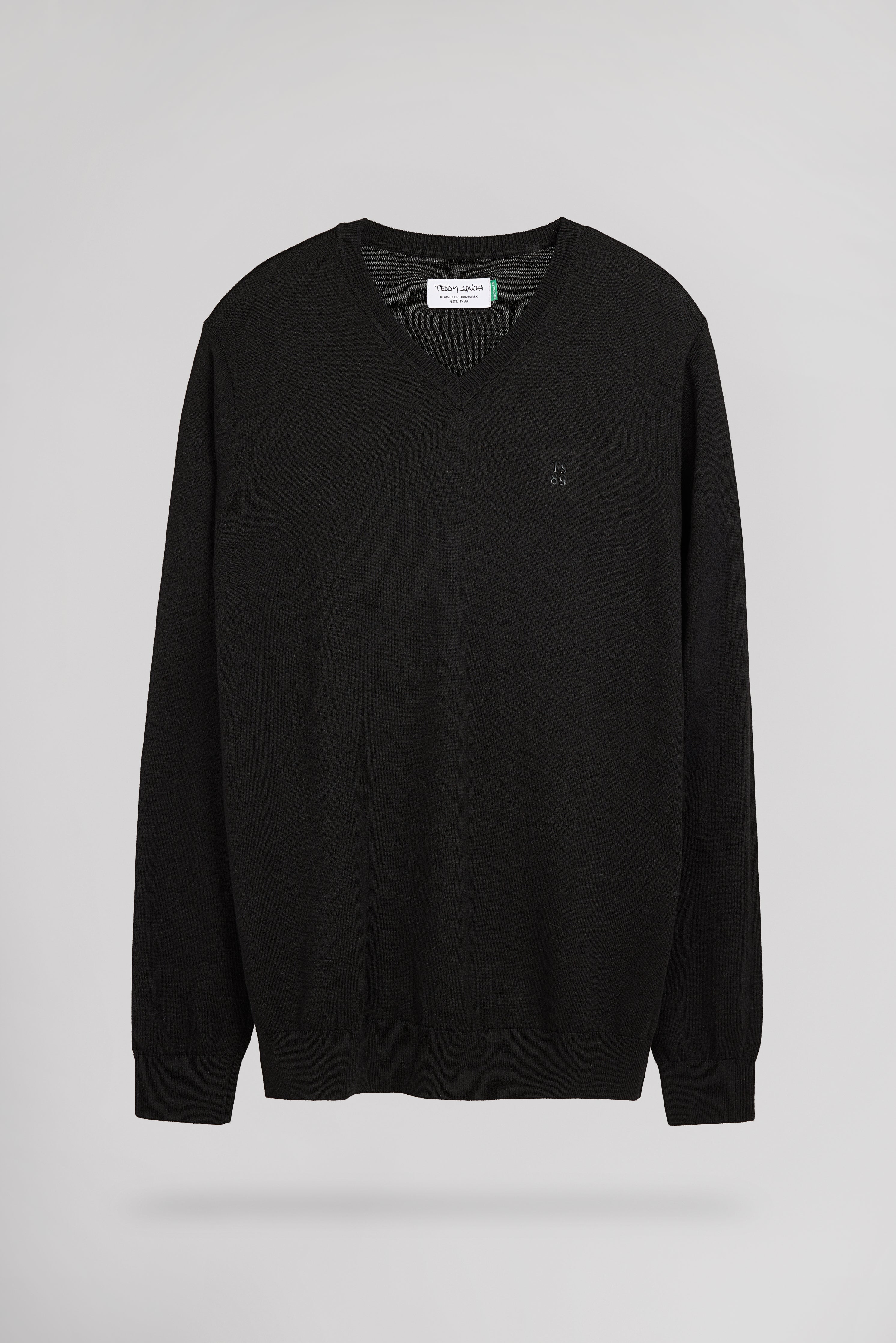 Teddy Smith P-Martin pull col V noir ajusté homme