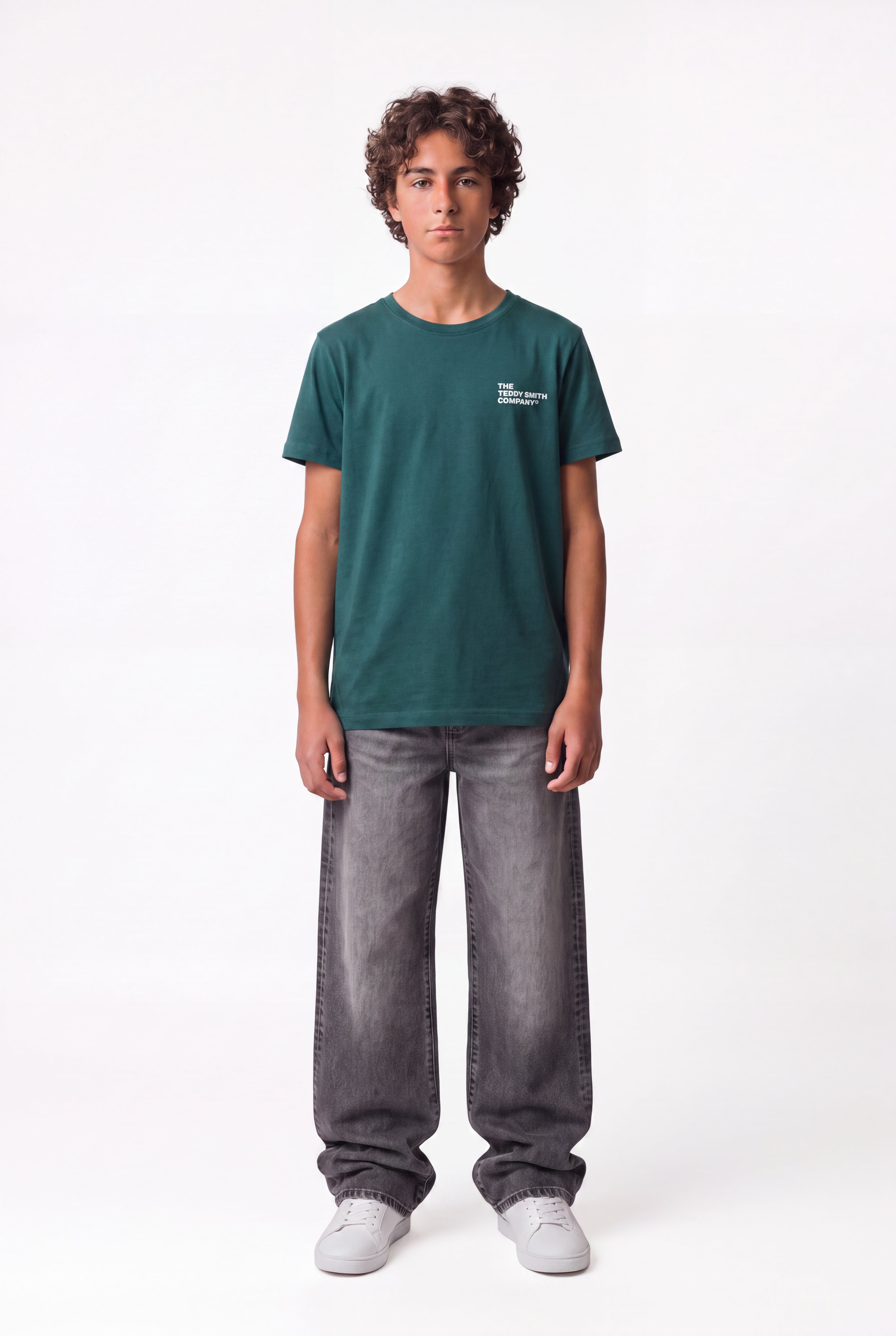 Teddy Smith T-COMPANY MC JR t-shirt garçon vert pin ajusté