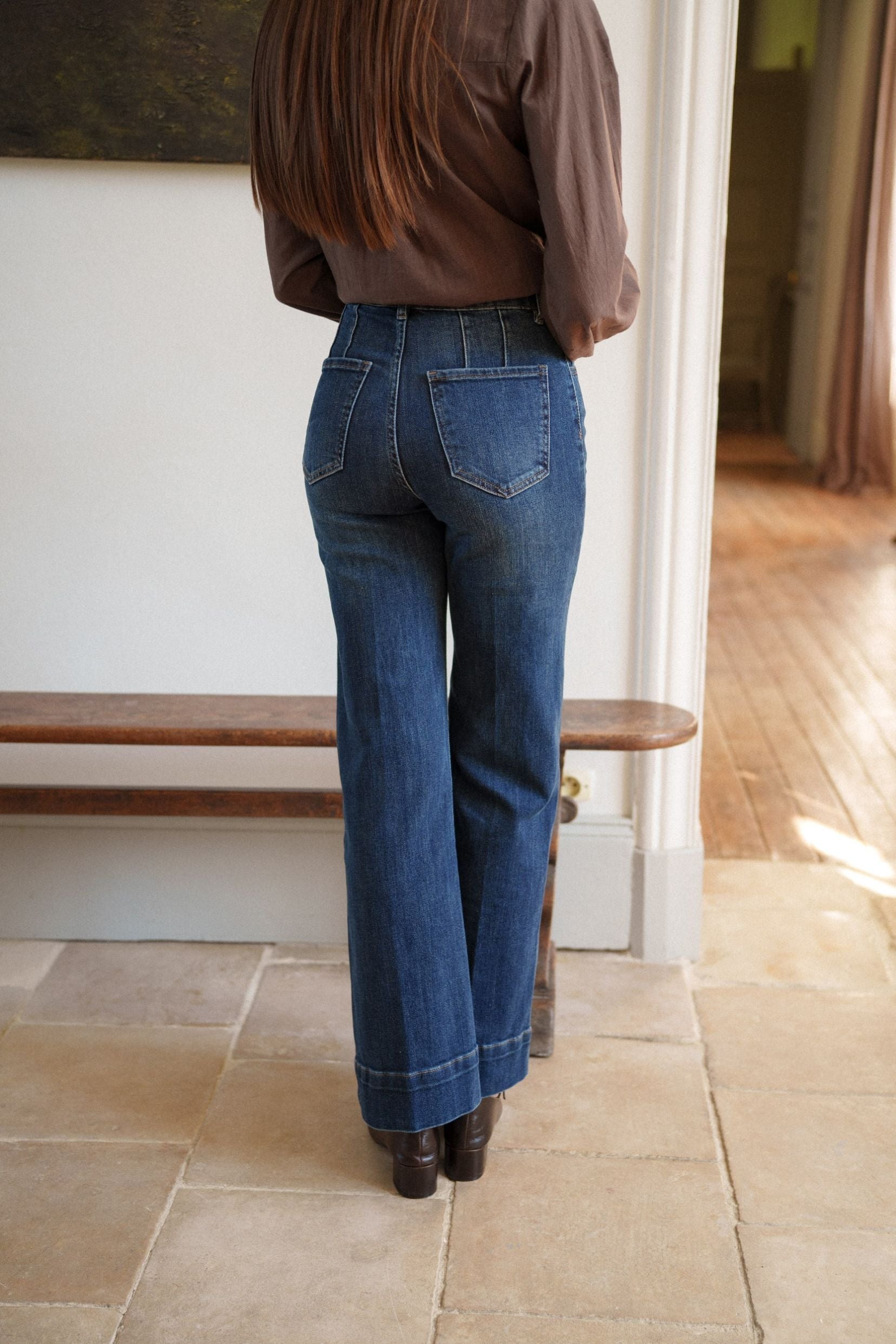 Maison Onado Clotilde jean wide bleu délavé taille haute