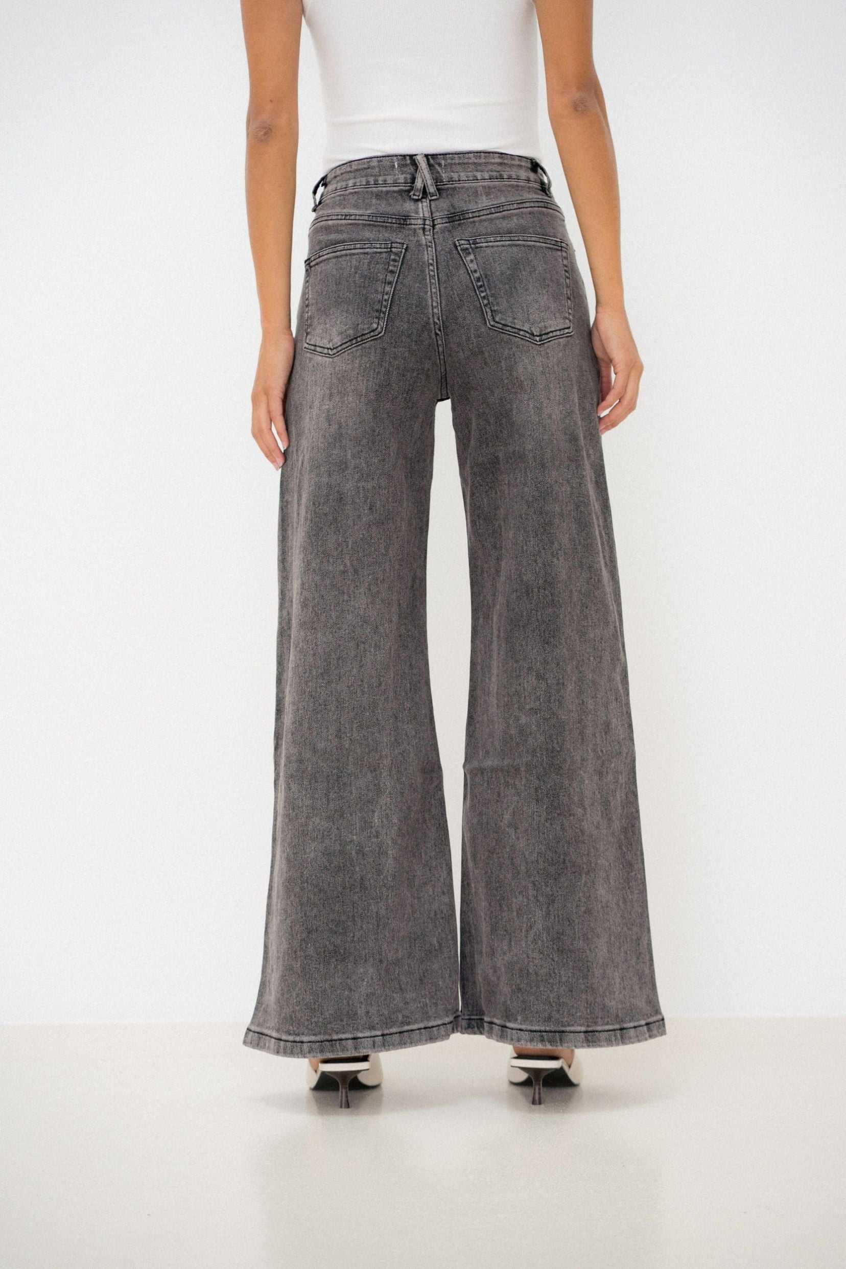 Maison Onado Louloute jean wide leg gris délavé taille haute