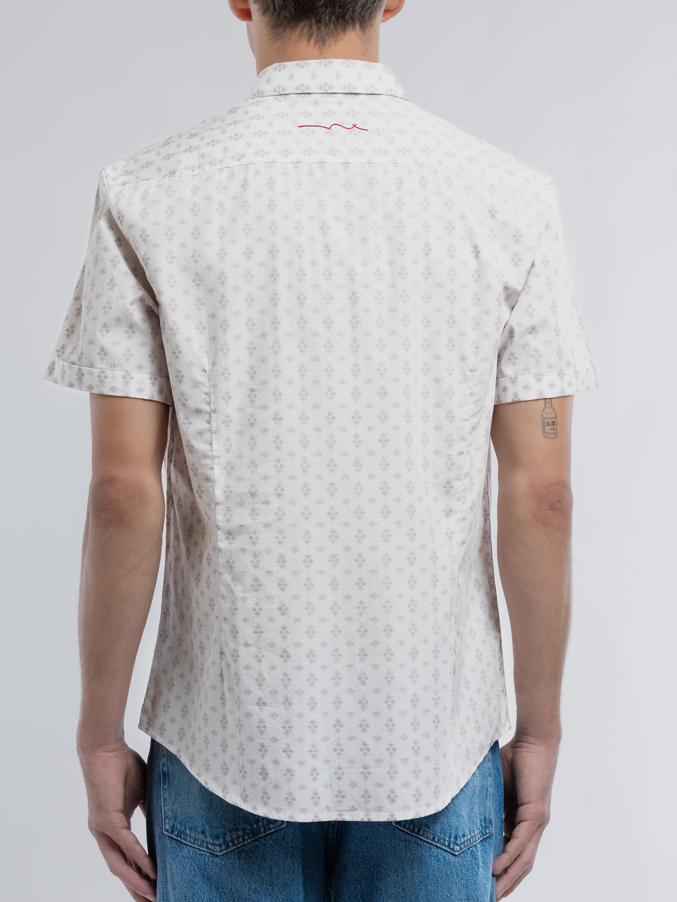 Teddy Smith Cut 2 MC chemise slim blanc cassé coton