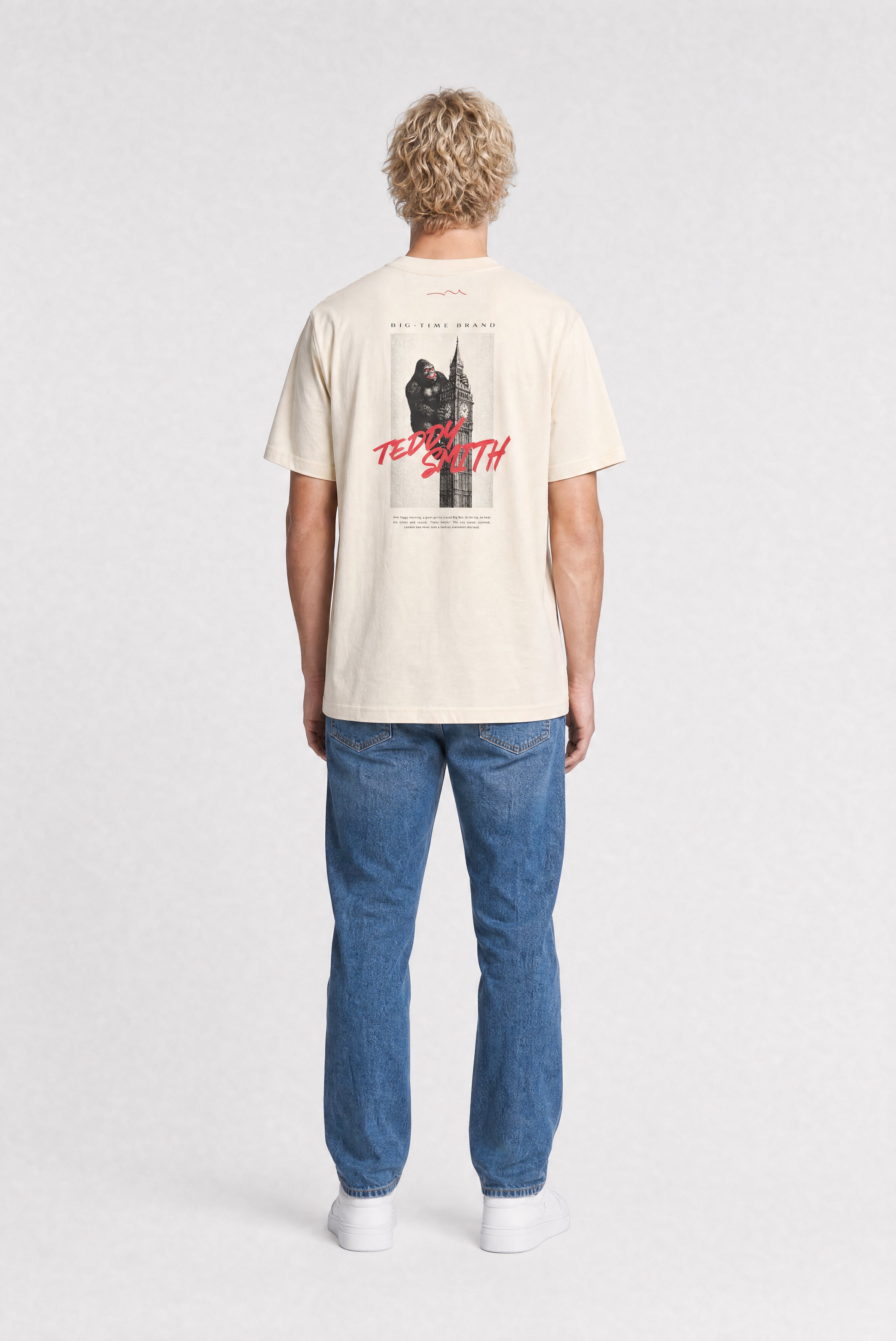 Teddy Smith T-Bigben MC T-shirt homme ample crème graphique