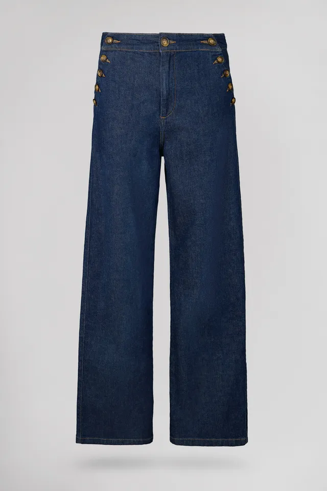 Teddy Smith P-Marina jean large taille haute bleu femme