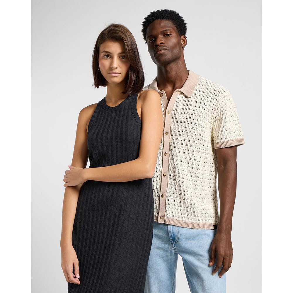 Lee SS Button Up Sweater Polo polo homme soy bean taille L