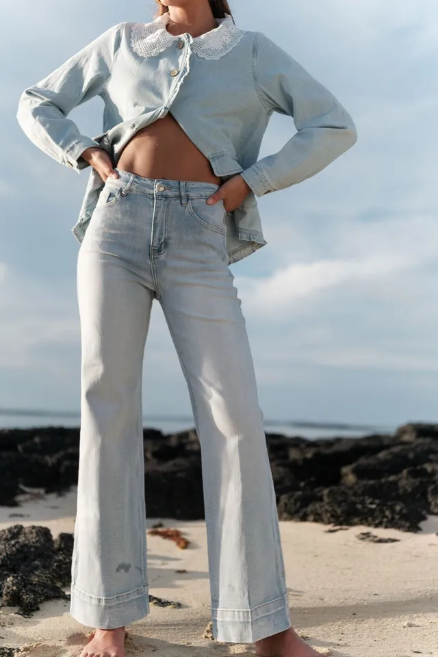 Maison Onado Joliane jean wide bleu taille haute