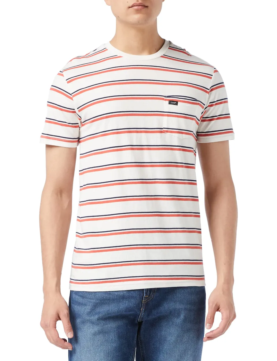 Lee Stripe Tee t-shirt homme rouge Aurora coton
