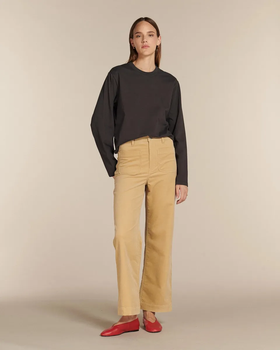 Labdip Samuel Velvet pantalon taille haute praline
