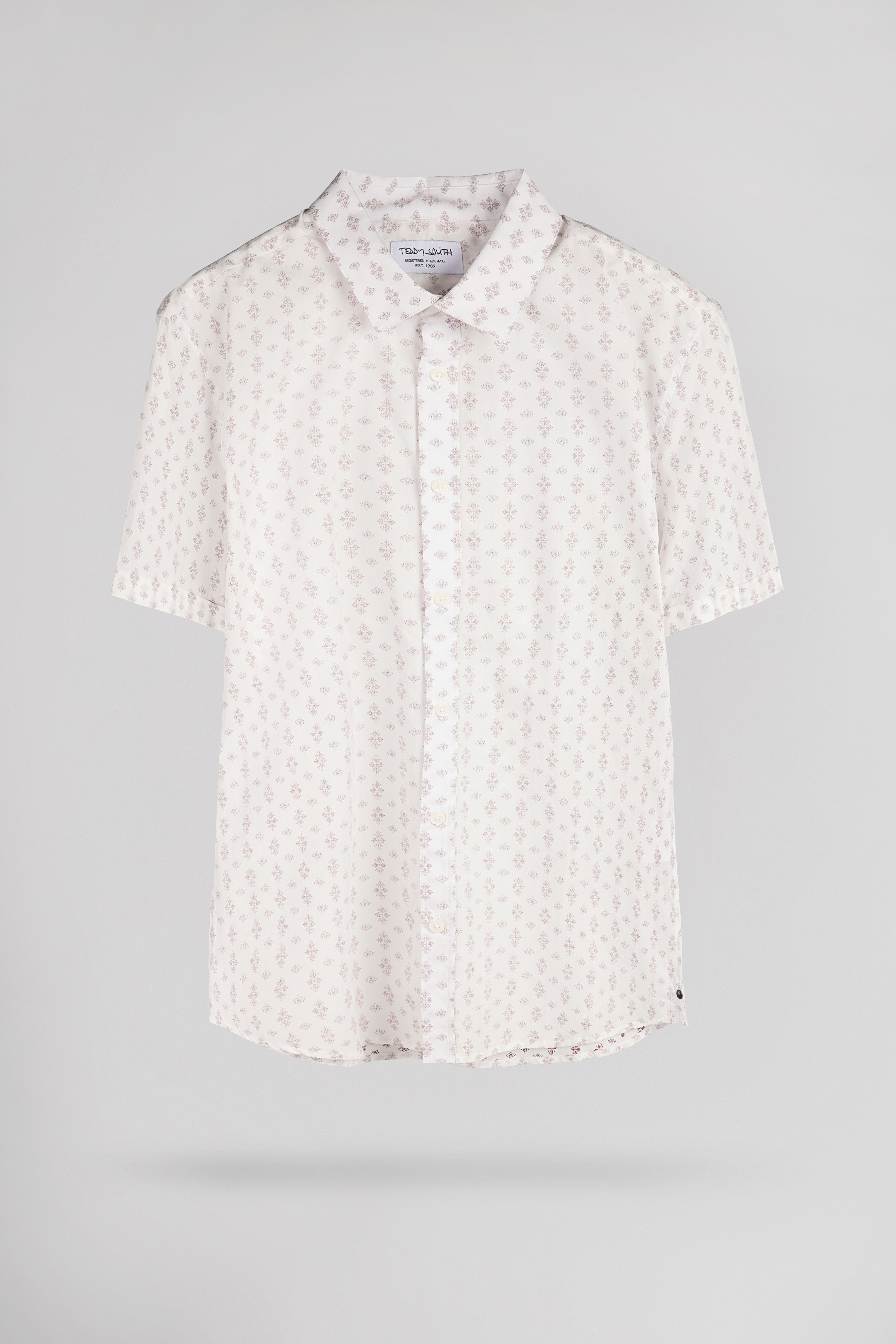 Teddy Smith Cut 2 MC chemise slim blanc cassé coton