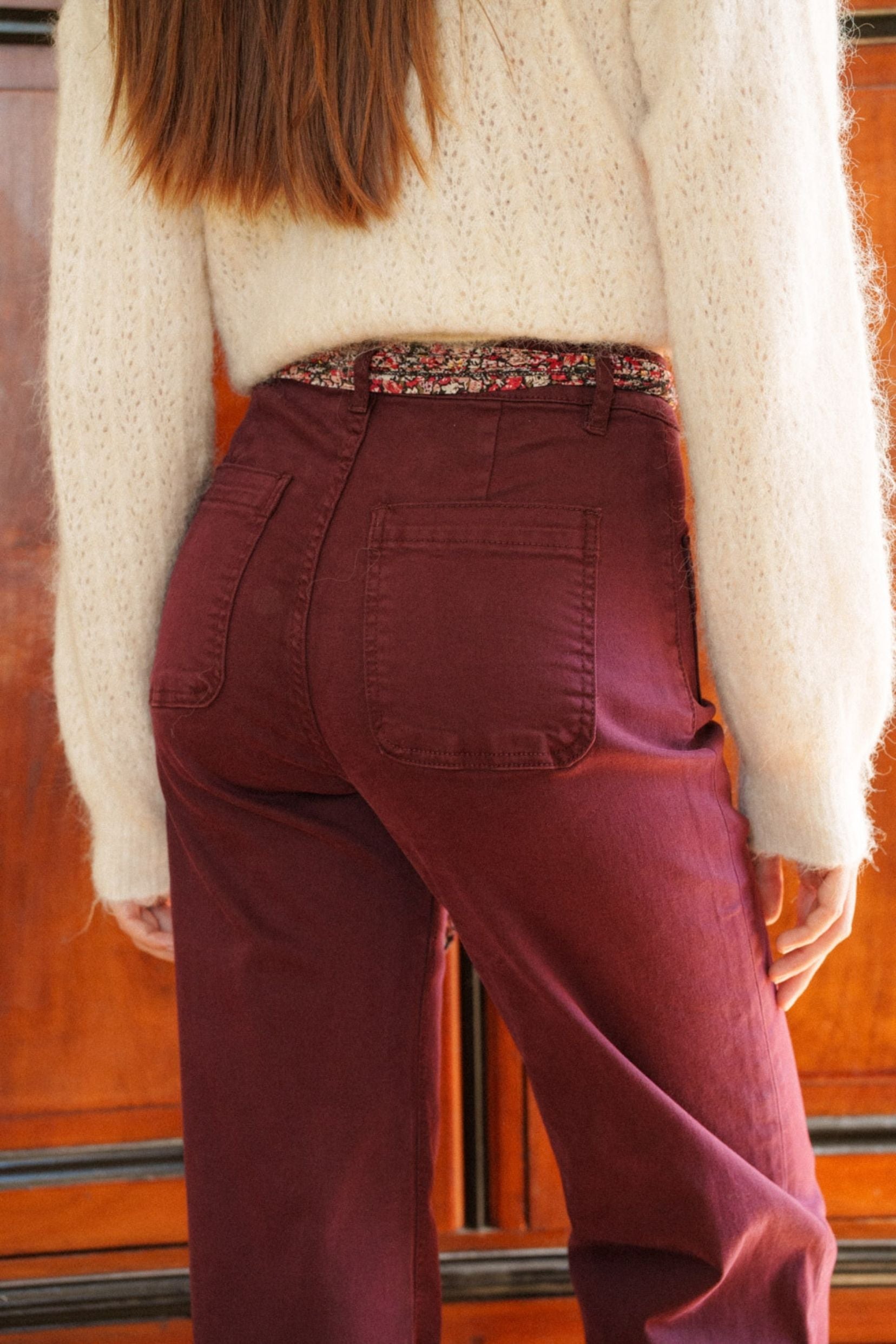 Maison Onado Gaby pantalon bordeaux taille haute