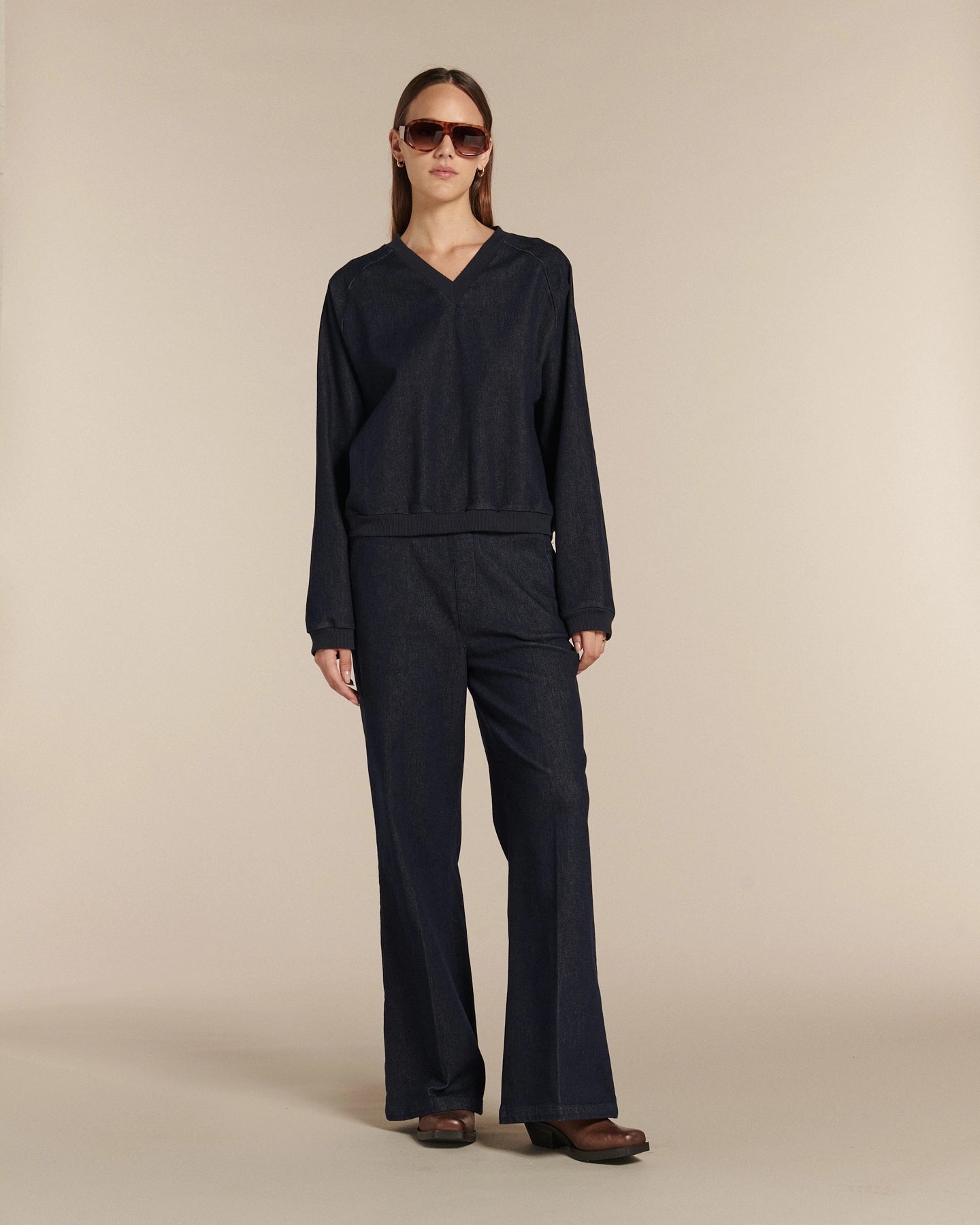 Labdip Napa Long jean flare taille haute denim laine