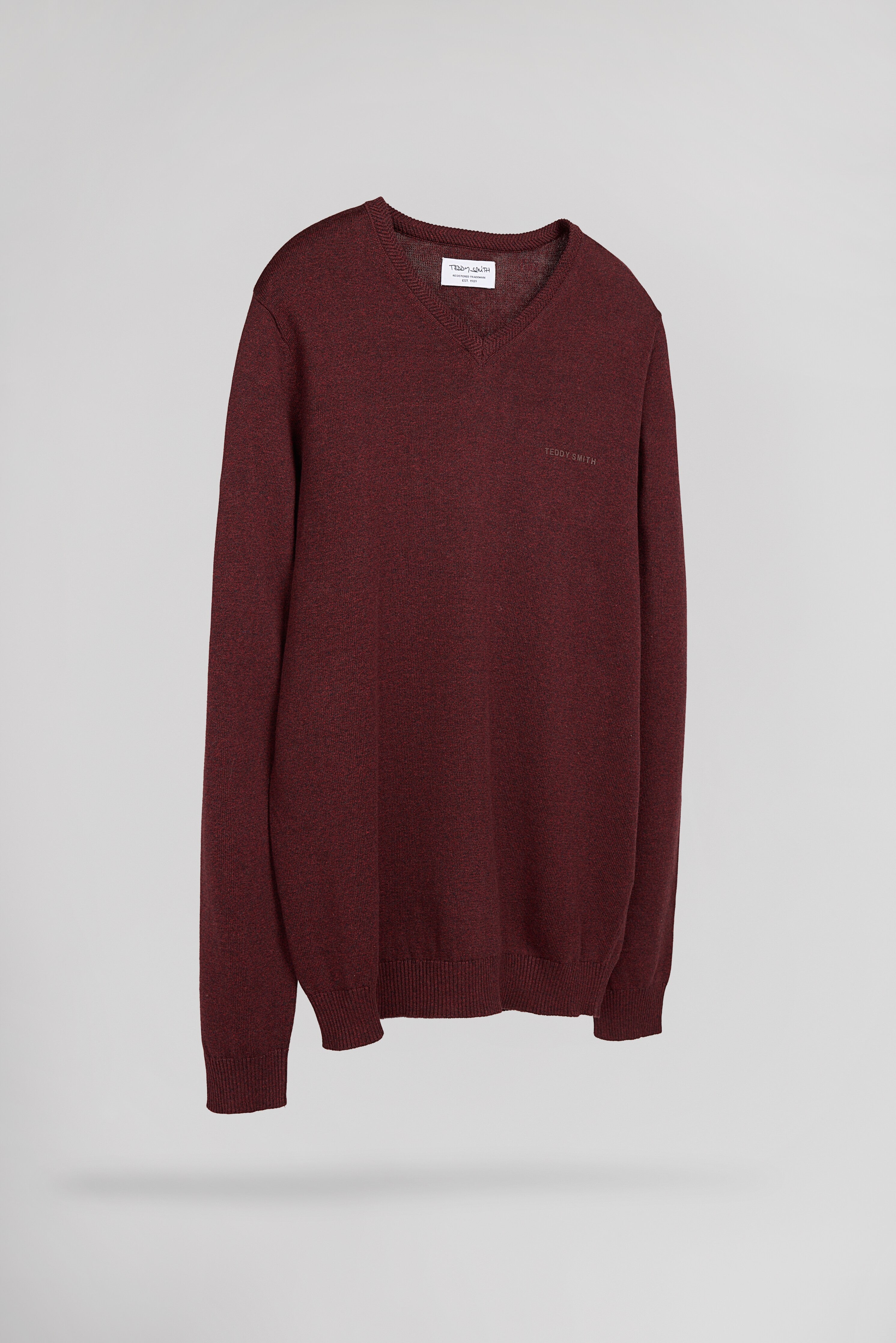 Teddy Smith Pulser 3 pull bordeaux foncé col V