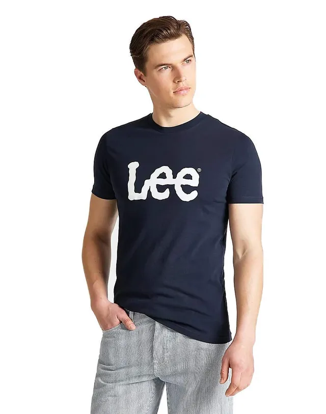 Lee Wobbly Logo Tee t-shirt Navy Drop coton
